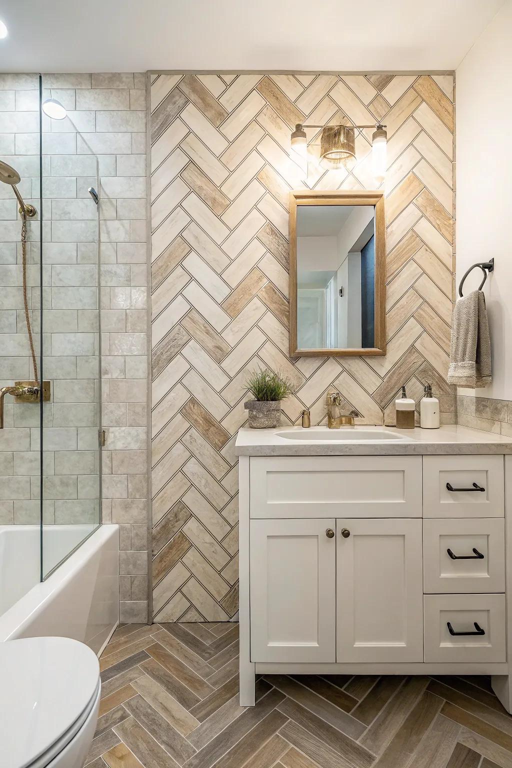 Textured tiles add depth and a touch of elegance.