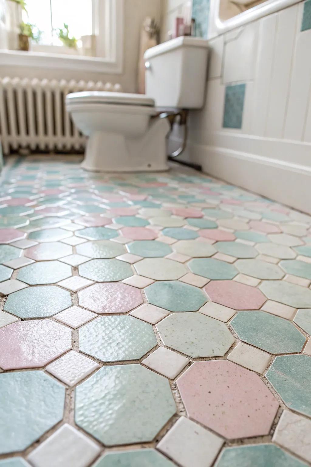 Classic hexagon tiles offer a vintage touch with modern versatility.