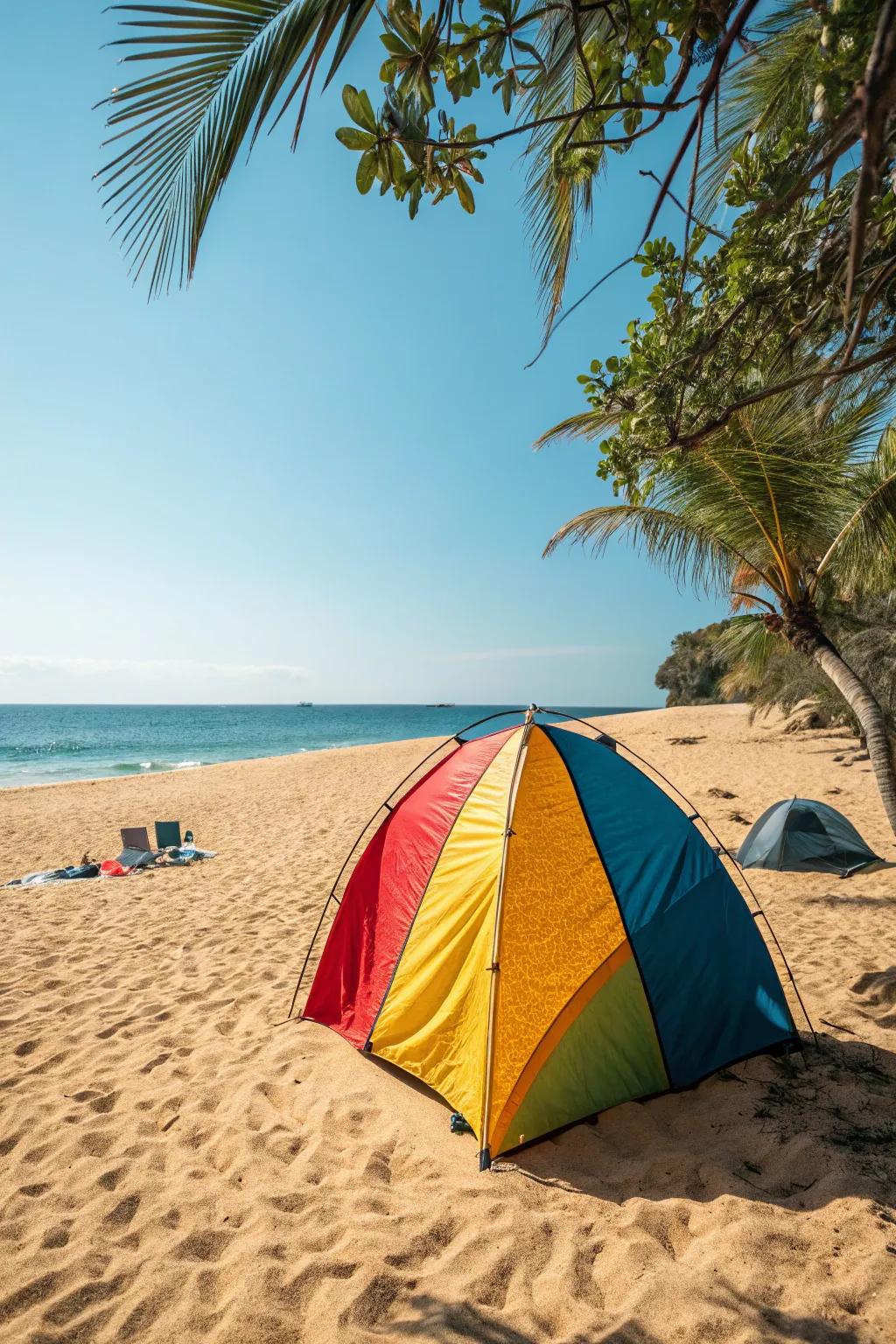 Pop-up beach tents offer quick setup and instant shade.