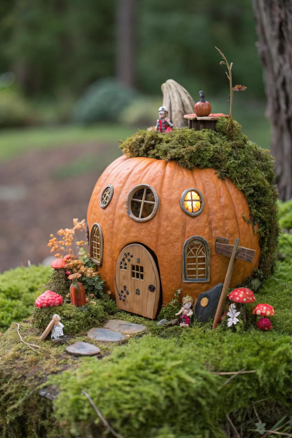 Create a magical fairy house from a plain pumpkin.