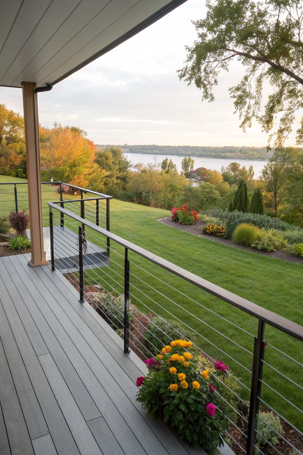 Cable railings give a clean, modern touch without breaking the bank.