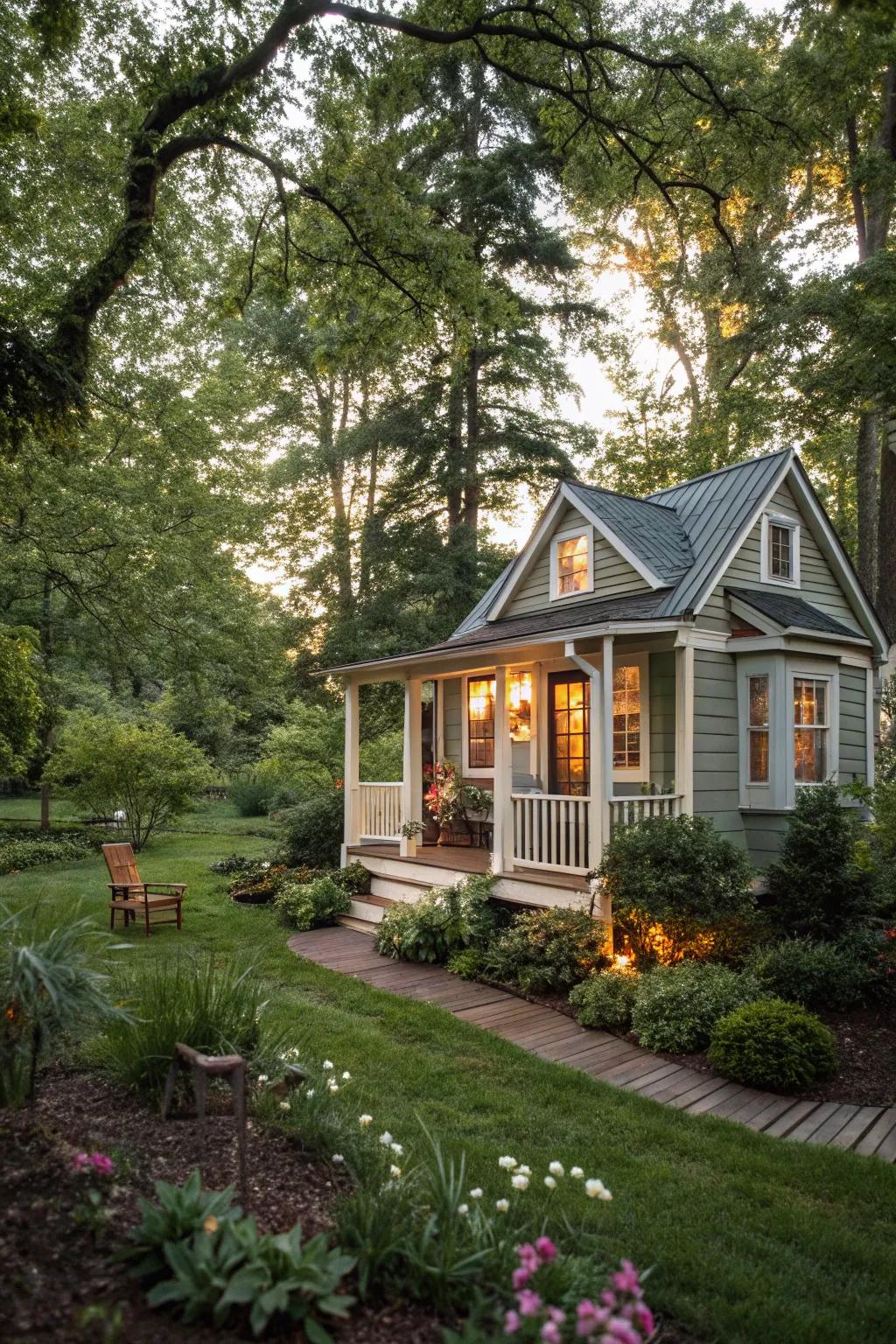 Tiny house nestled in nature, perfect for minimalist living.