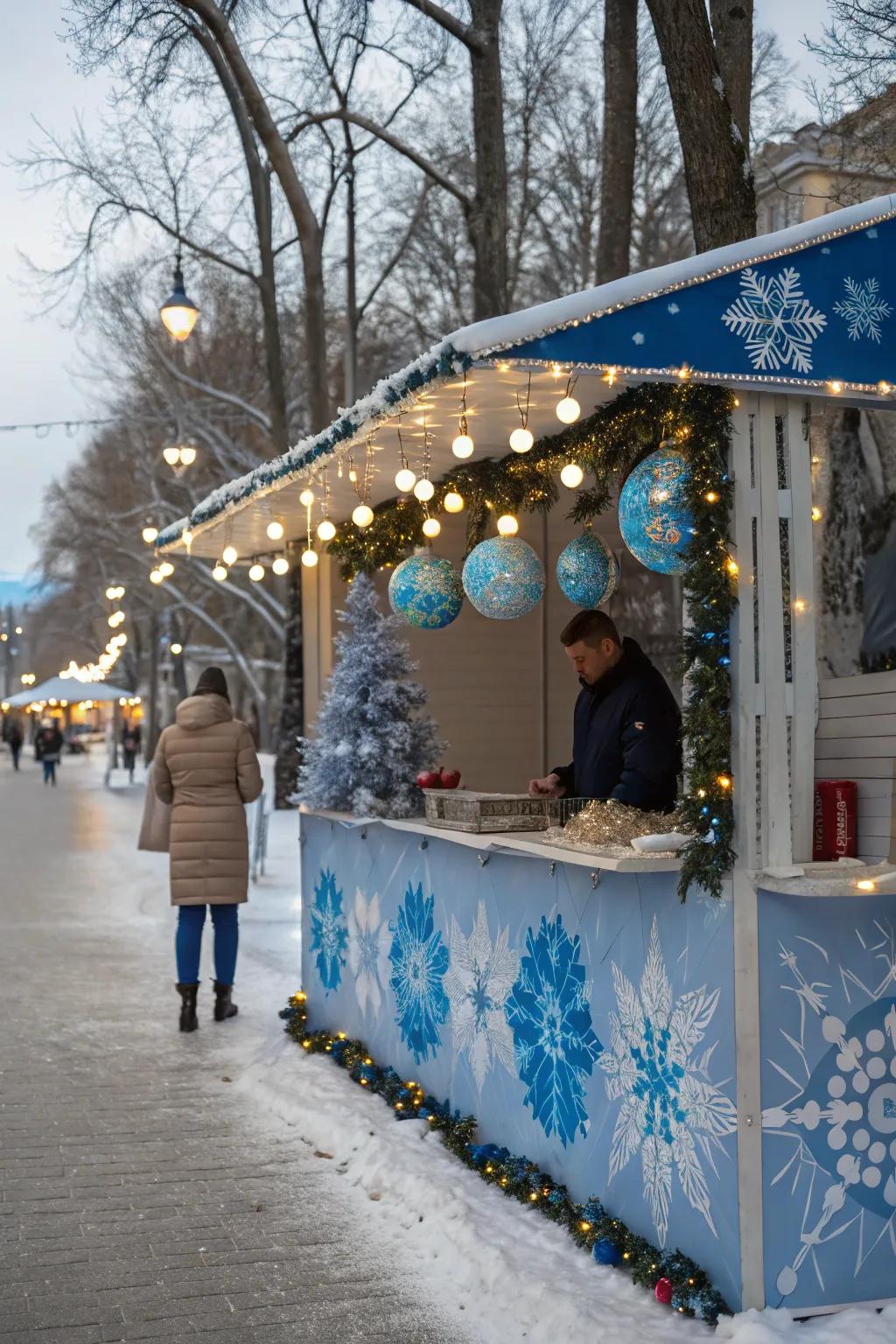 A serene Winter Wonderland-themed booth captures the essence of the season.