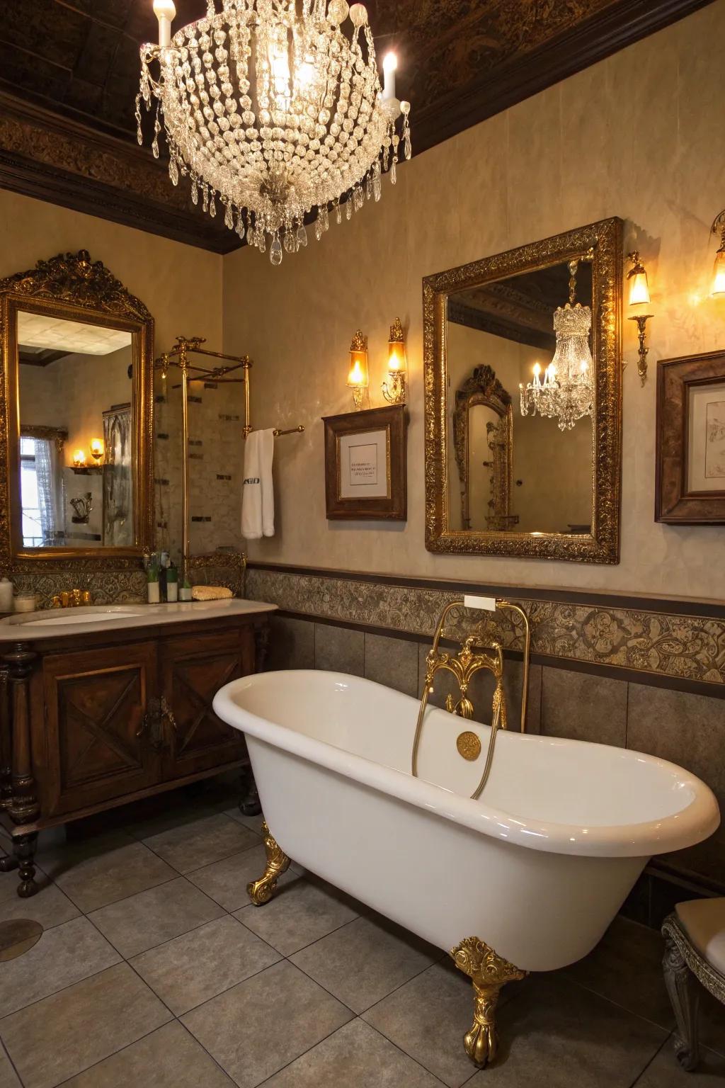 A vintage-inspired bathroom where every soak feels like a journey back in time.
