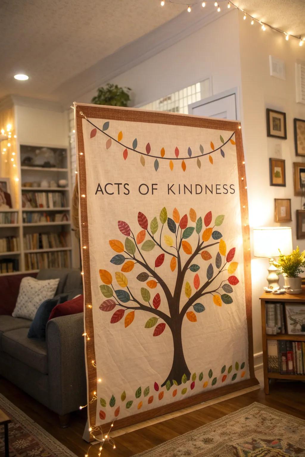 A flourishing Tree of Compassion filled with acts of kindness.