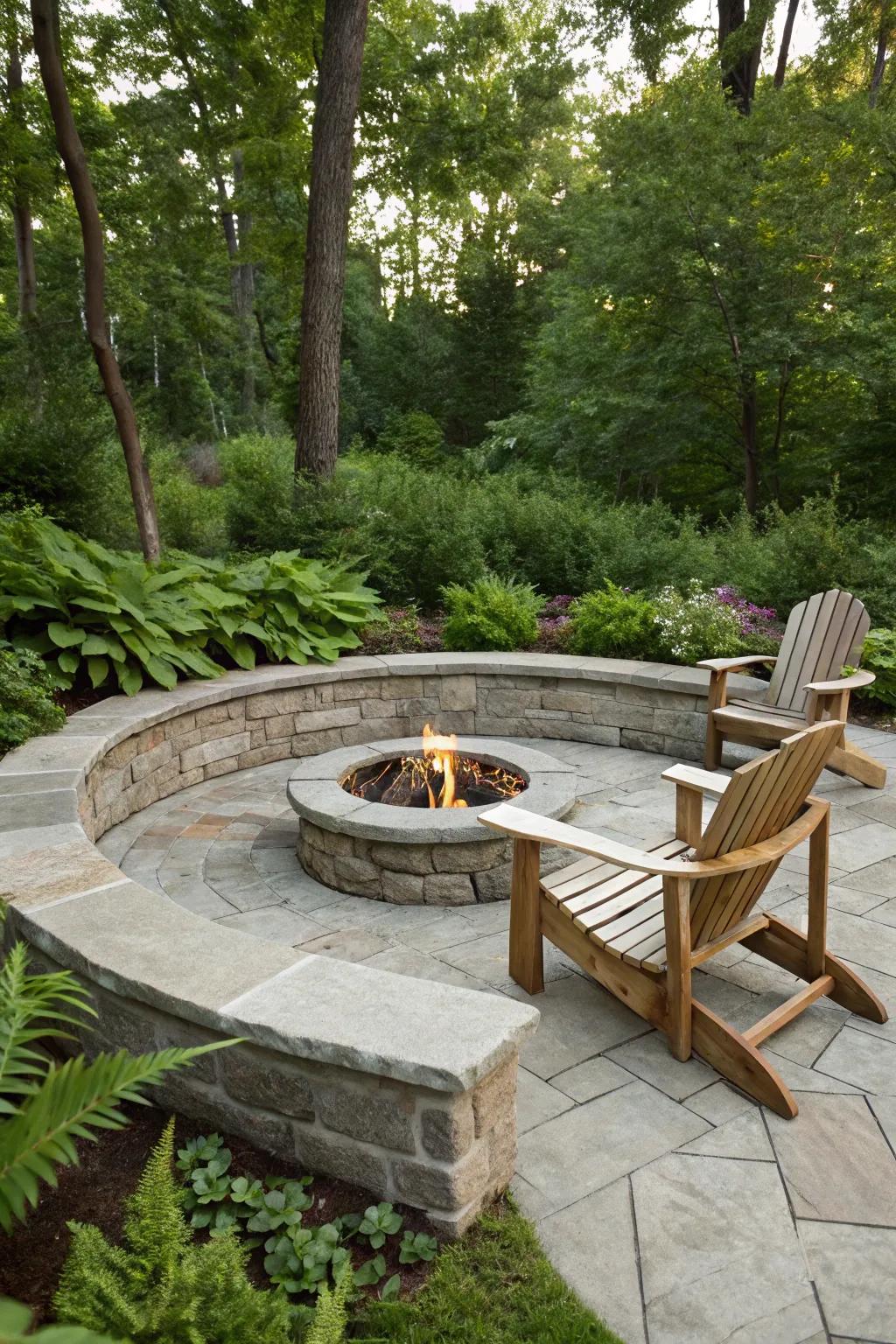 Stone ring fire pits add a natural, timeless touch to any outdoor space.