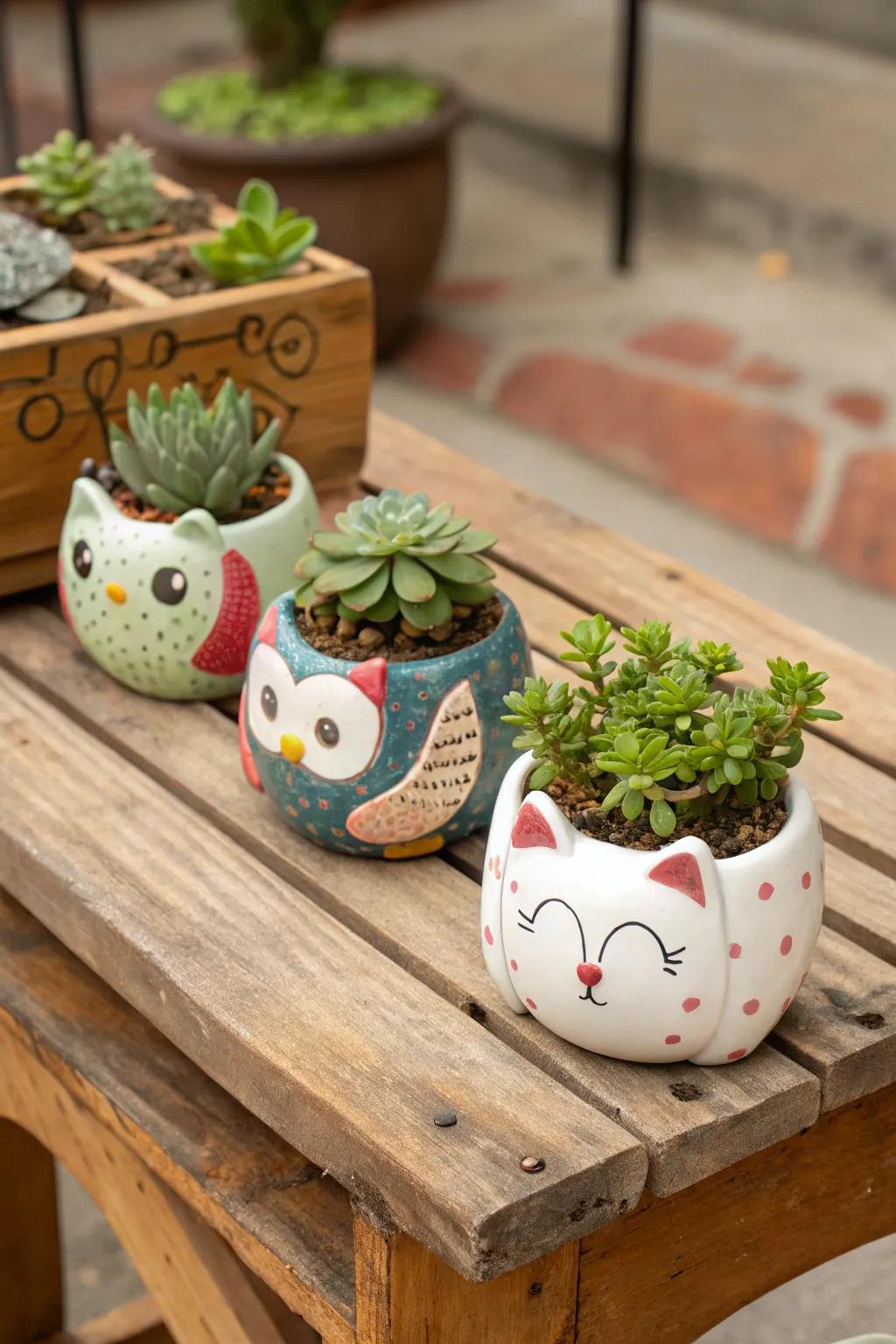 Add a whimsical touch to your plants with animal-shaped planters.