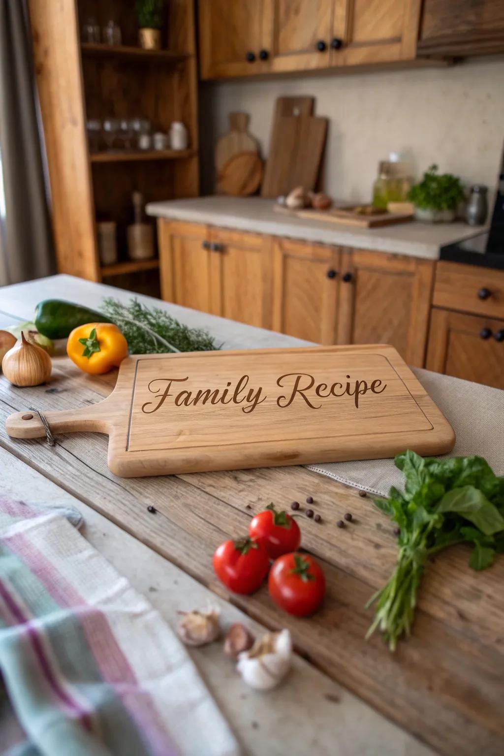 Preserve family traditions with an engraved recipe cutting board.