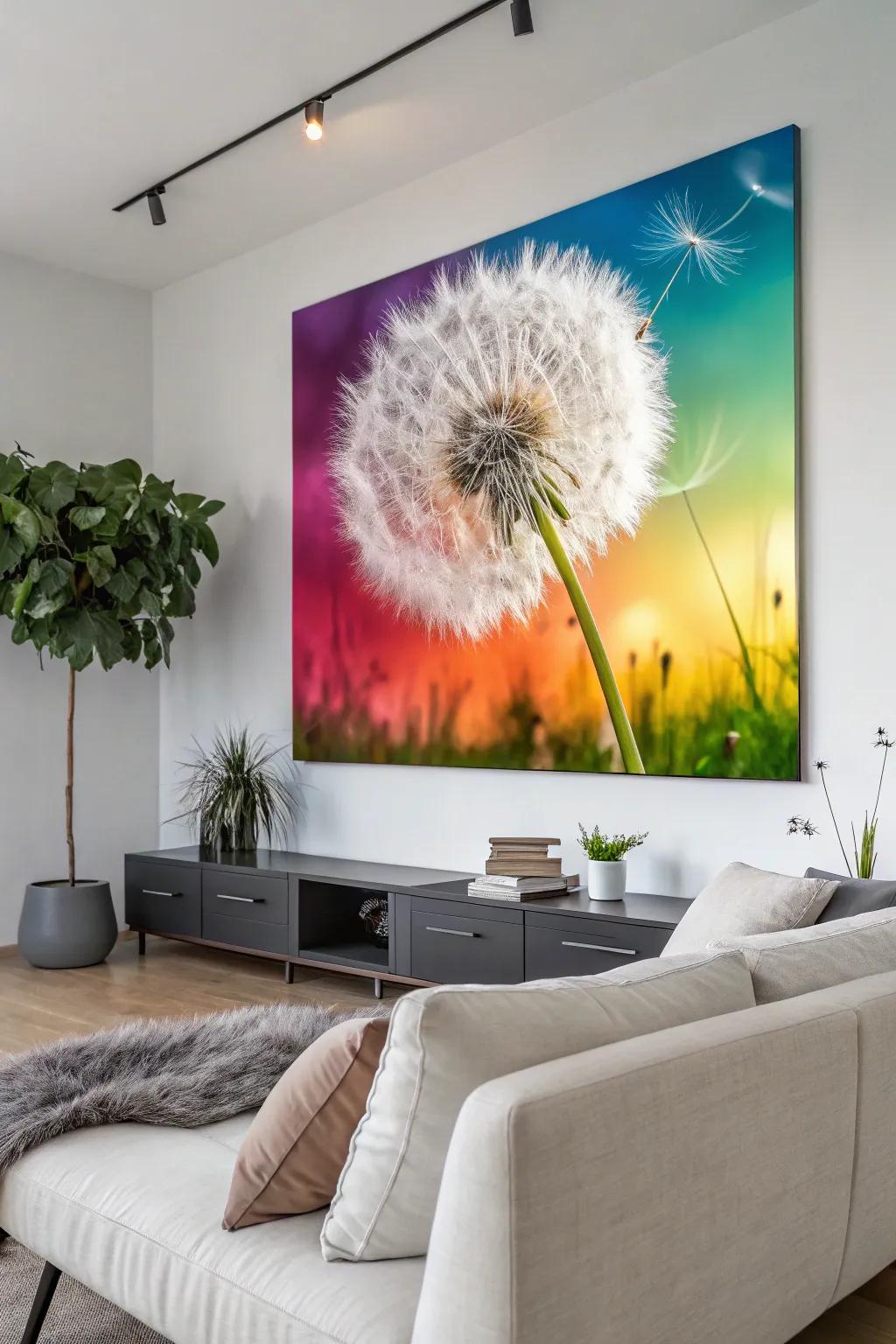 A striking dandelion canvas can transform any wall.