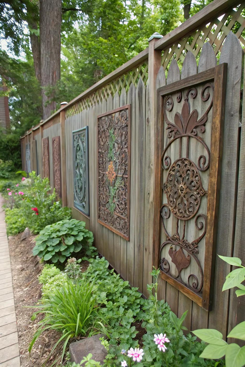 Artistic panels can transform a simple fence into a piece of art.