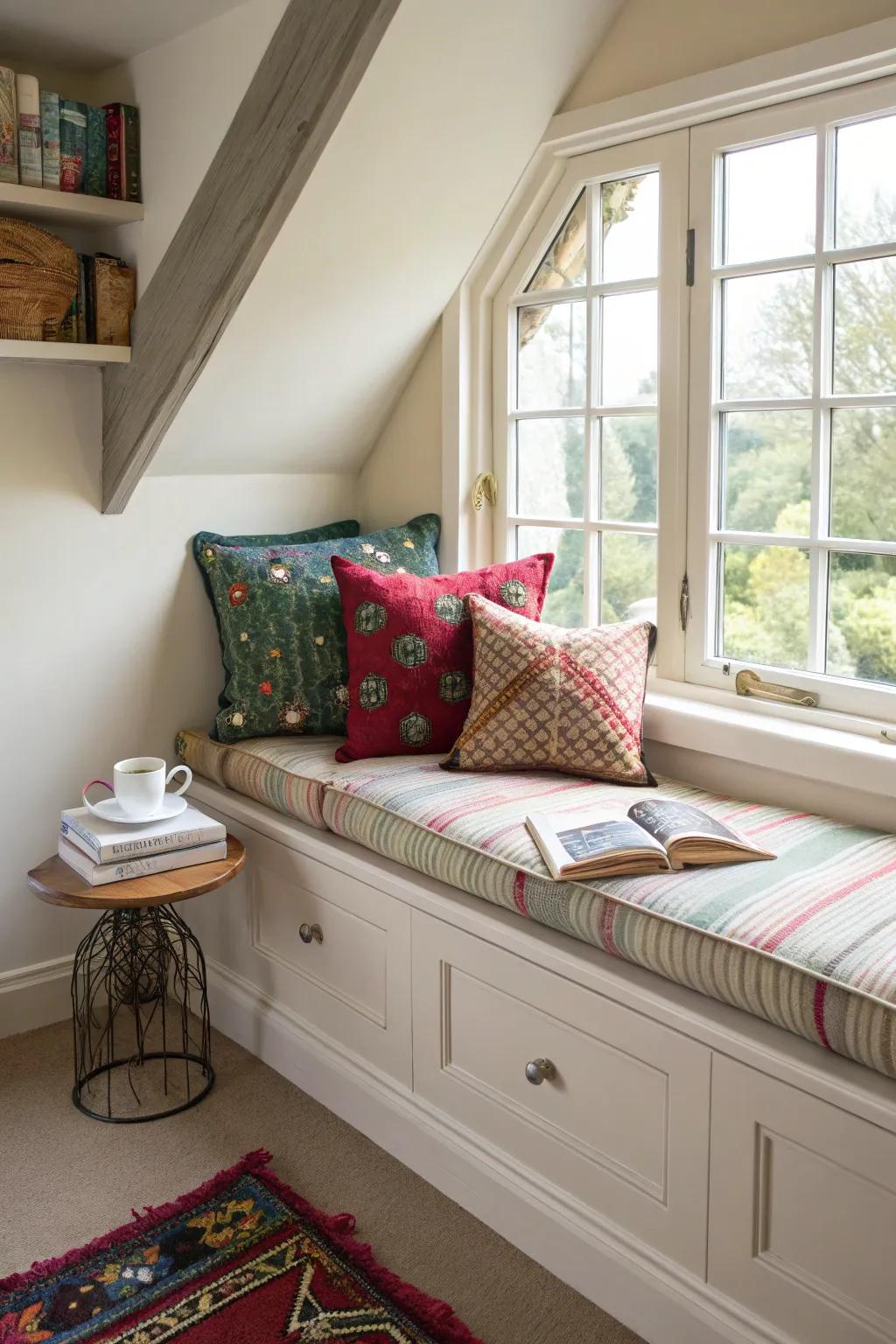 A cozy seating nook perfect for unwinding with a good book.