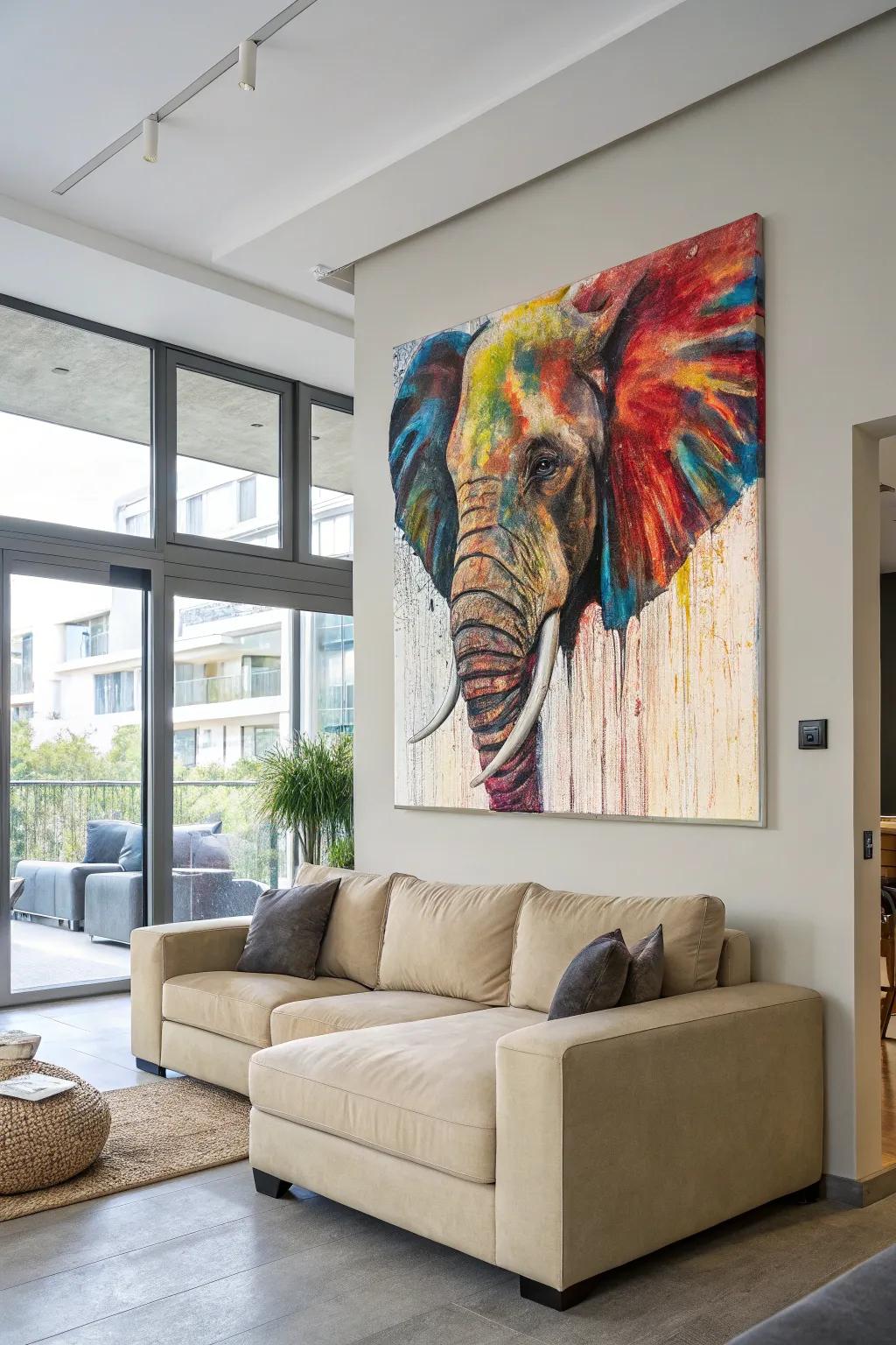 Abstract elephant canvases add a splash of color and intrigue to your living space.