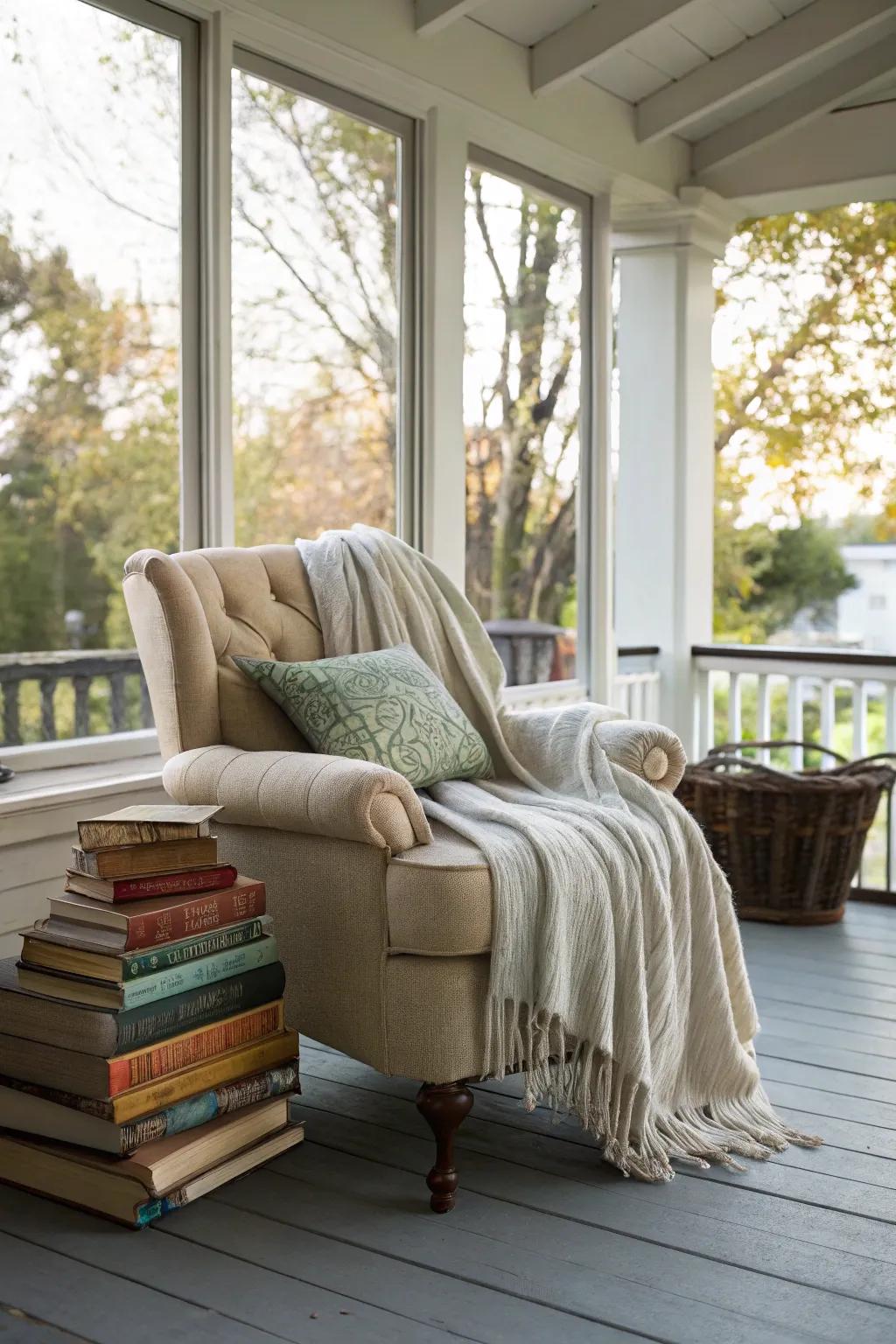 A cozy reading nook perfect for relaxing afternoons.