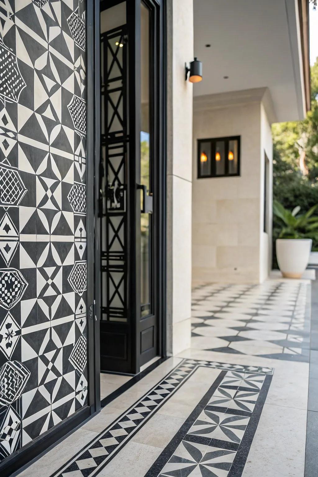 Geometric patterns add a modern edge to any entryway.