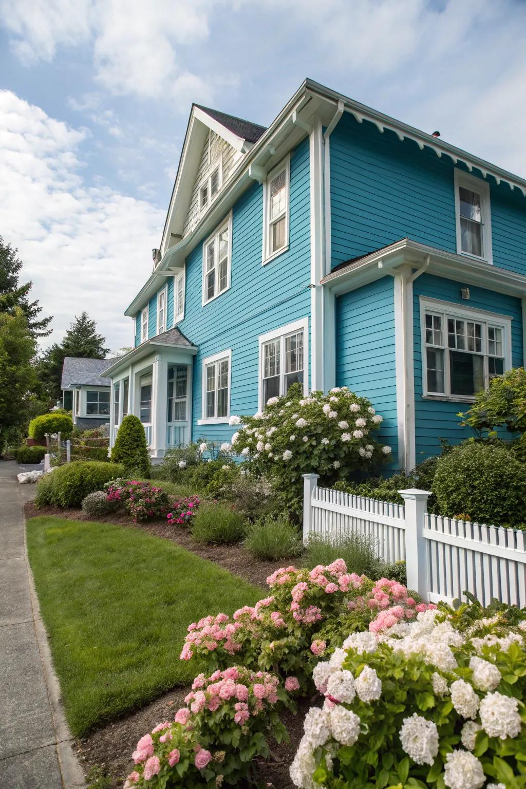 A home transformed by a fresh coat of vibrant blue paint.