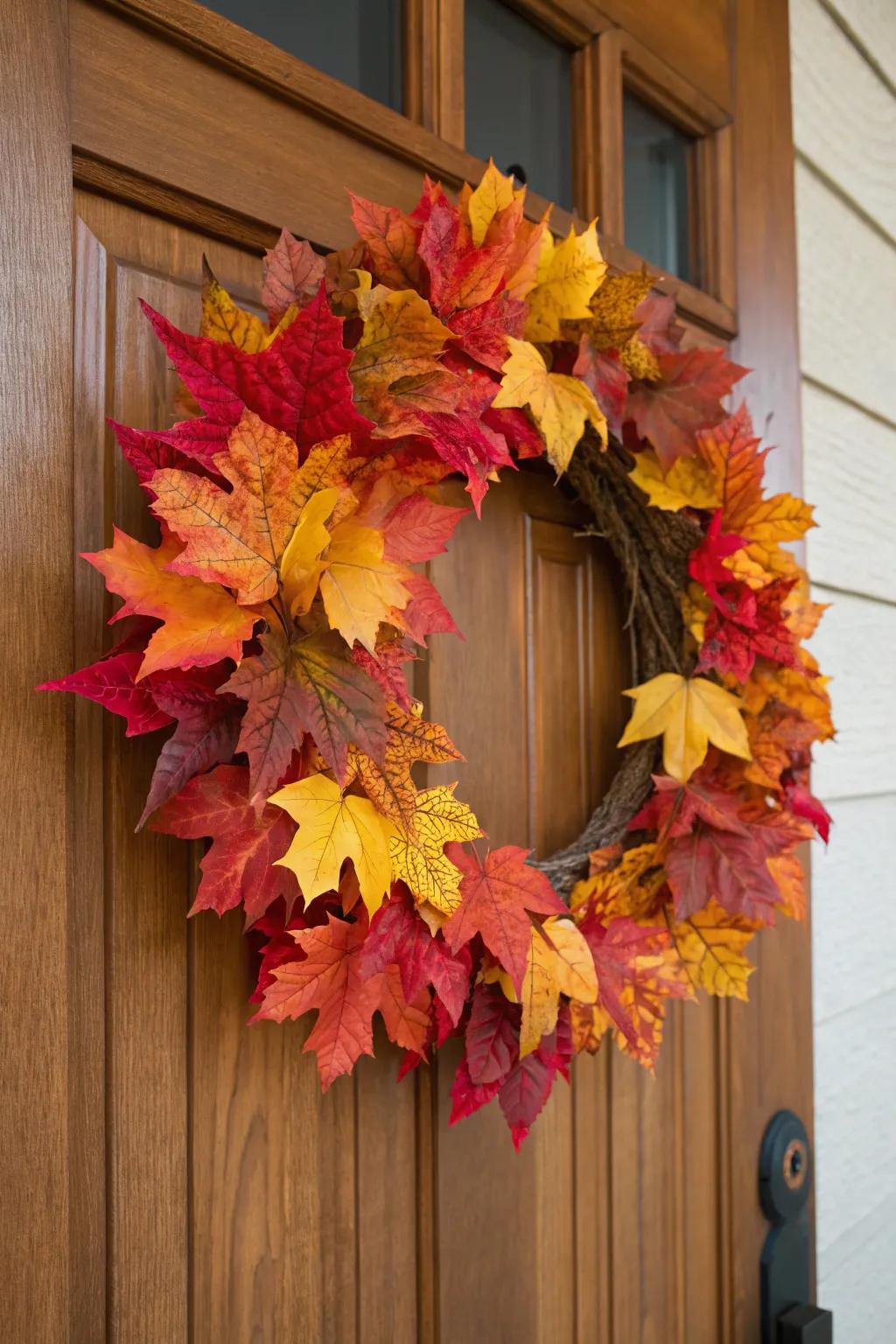 Classic autumn leaves add a warm touch to your entryway.