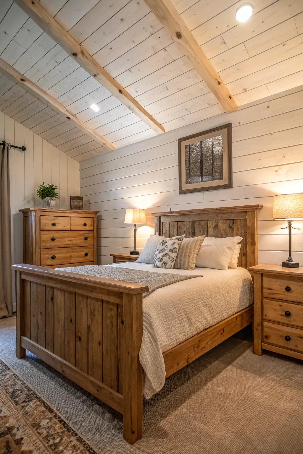 Shiplap walls add a textural charm.