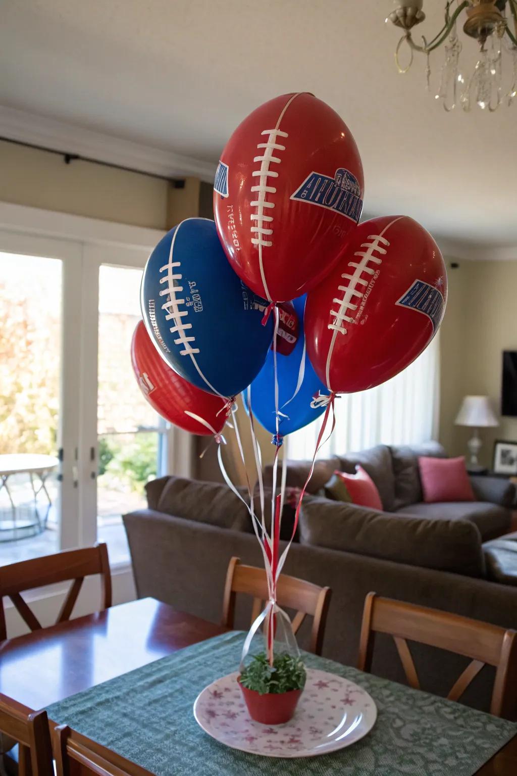 A timeless football balloon bouquet perfect for any game day.