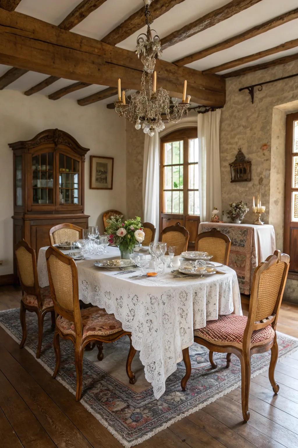 Antique furniture brings a touch of history and elegance to your dining space.