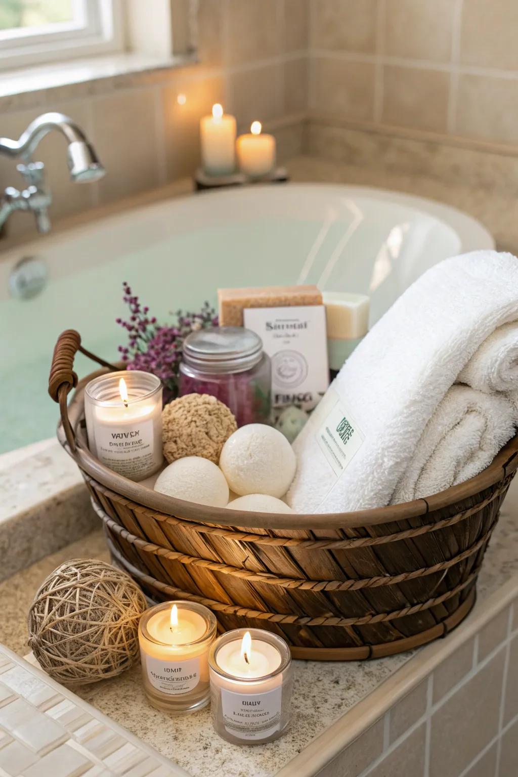 A spa retreat basket to help mom unwind and relax.