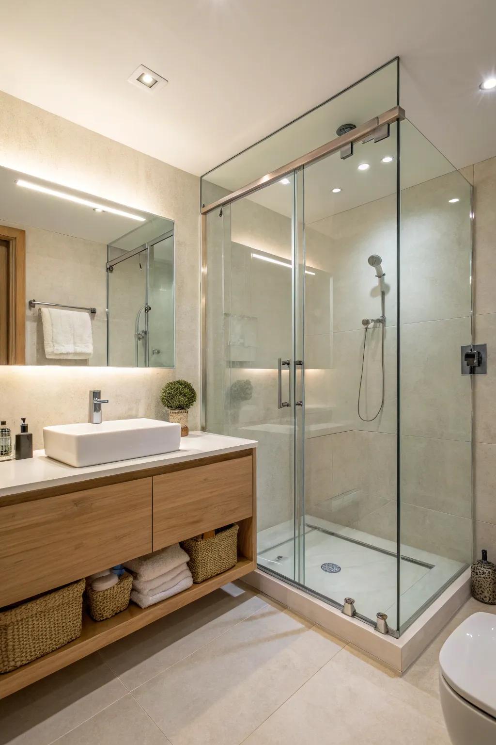 Achieve a seamless look with a frameless glass shower.