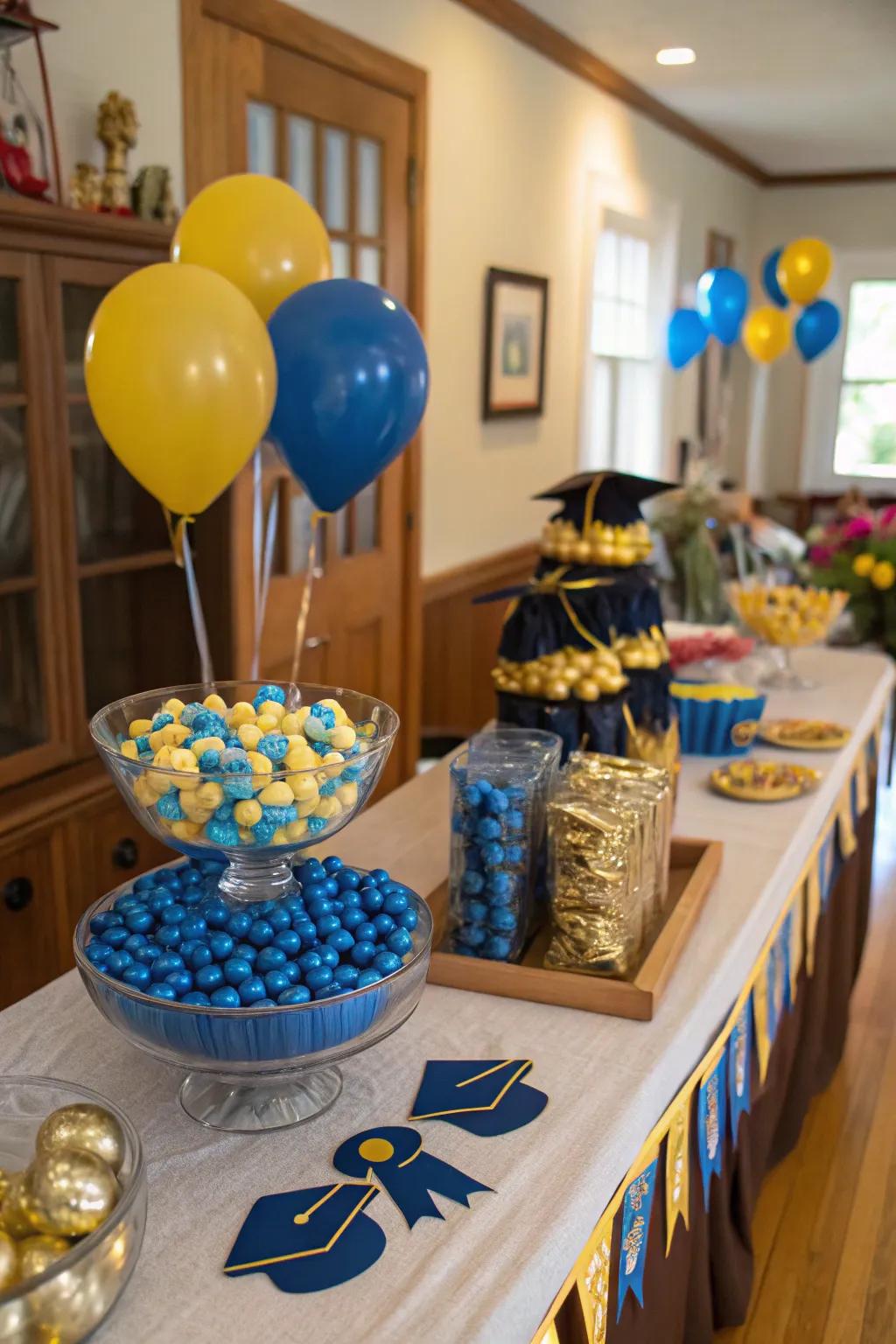 Show off your school spirit with a color-coordinated candy table.