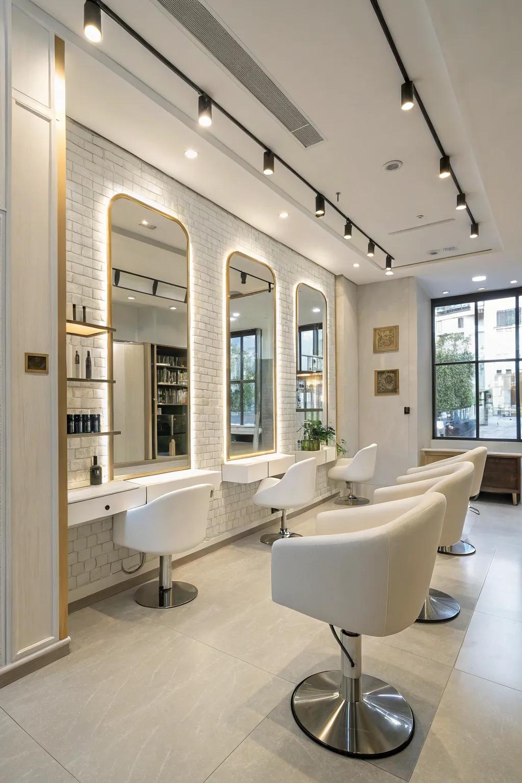 A minimalist approach can make your salon feel spacious and serene.