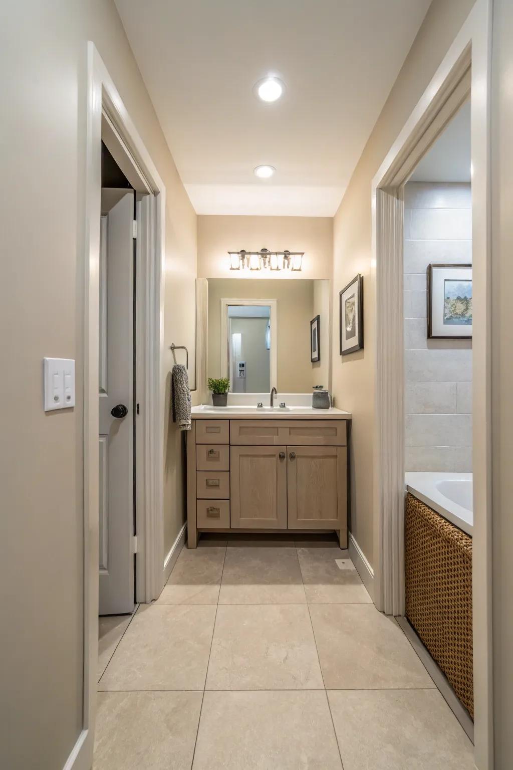 Neutral tones can make small spaces feel more expansive and serene.