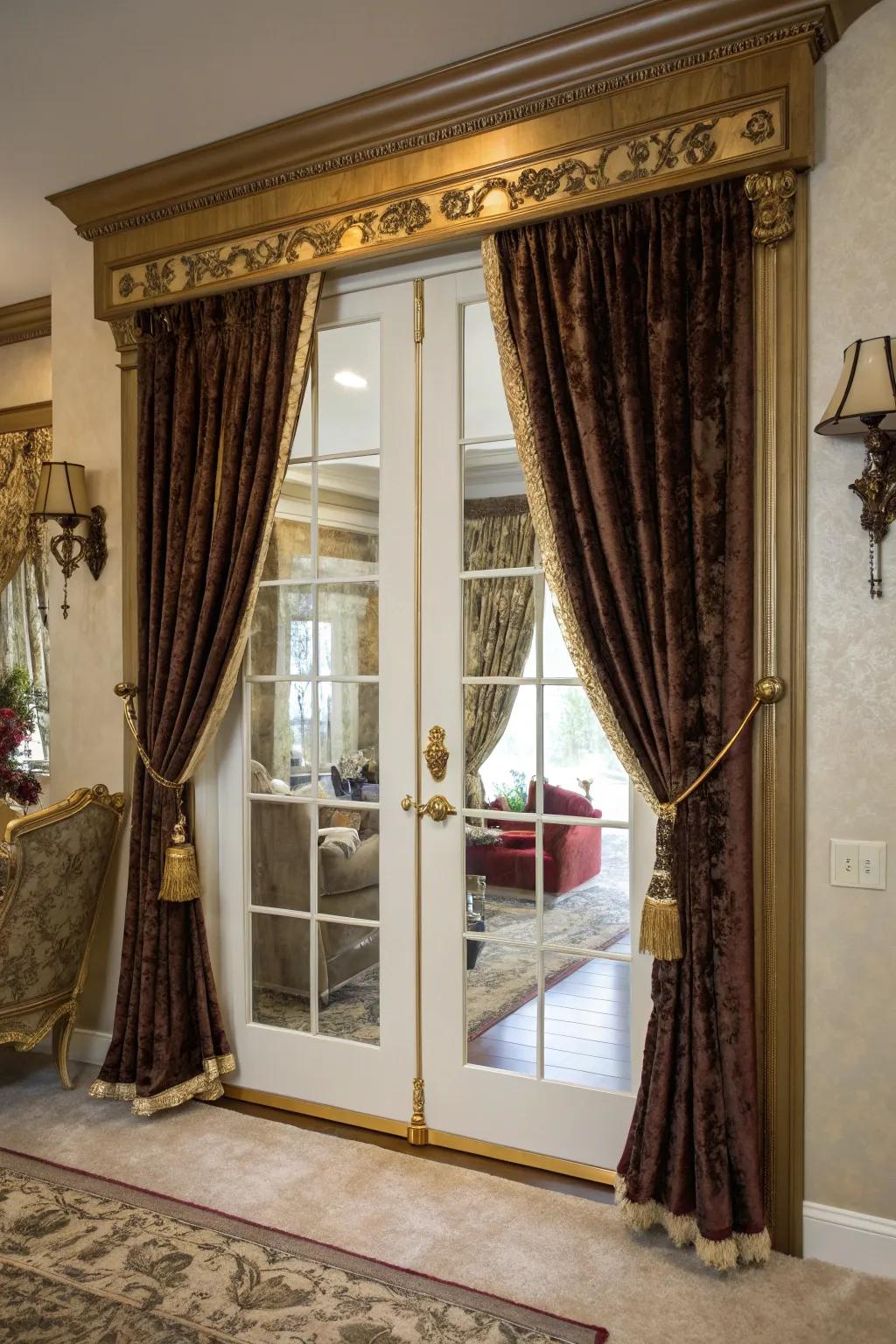 Classic curtains add elegance and privacy to French doors.