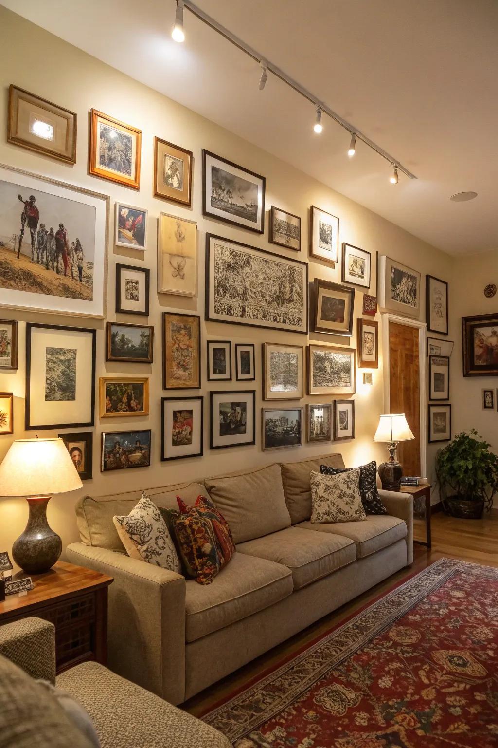 A curated gallery wall brings personality and charm to any large wall.