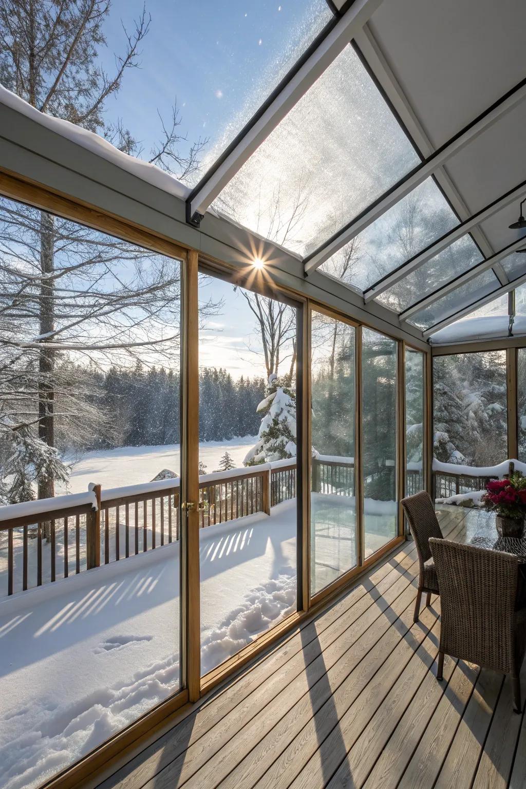 Enjoy the warmth of a sunny day even in winter with glass enclosures.