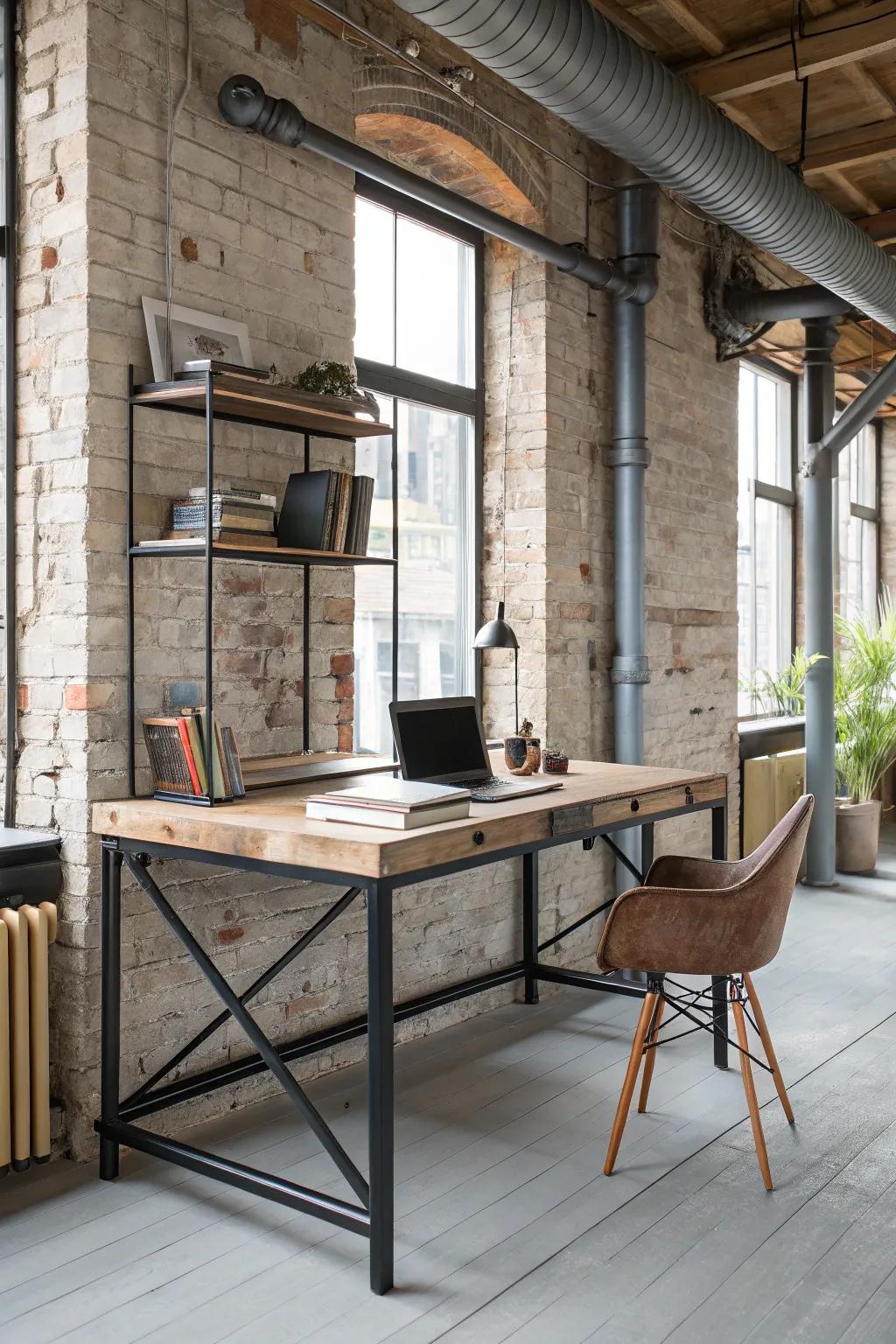 A perfect blend of raw wood and metal for that industrial edge.