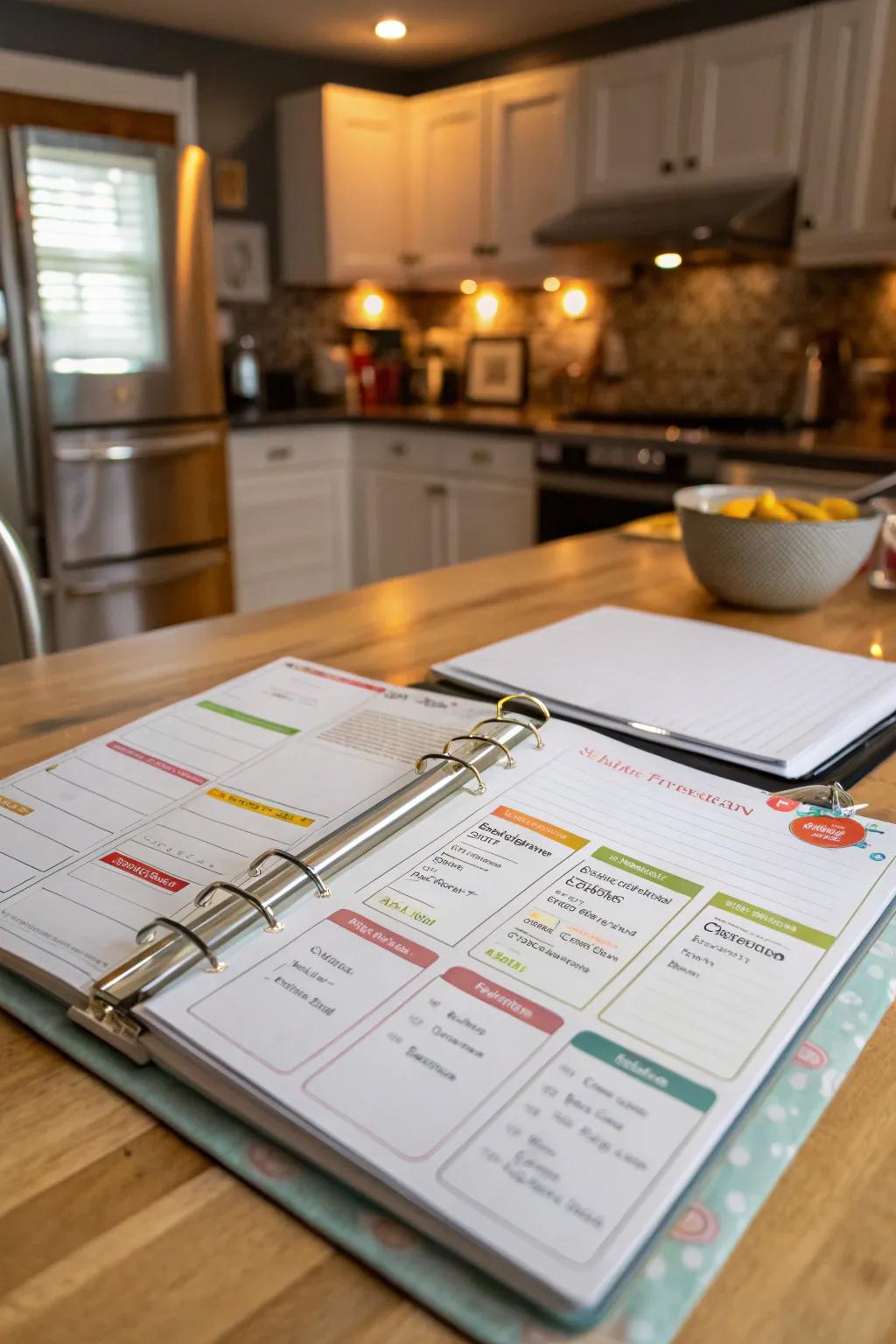 An organized home management binder ready to simplify household chores.