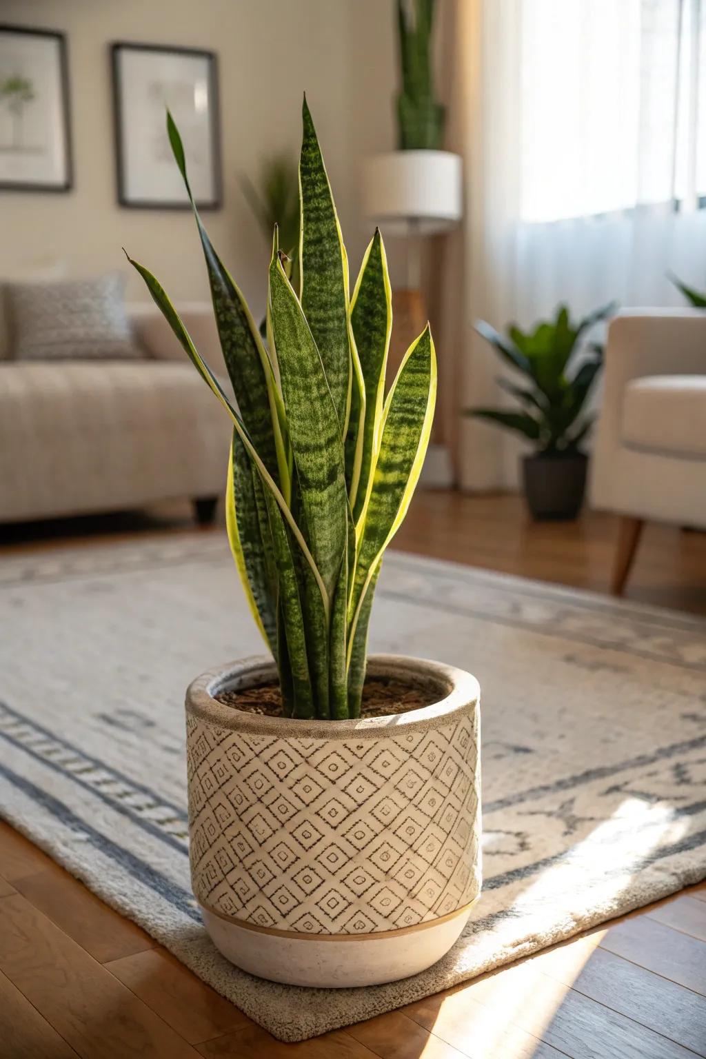 Effortlessly chic, the snake plant brings elegance to any space.