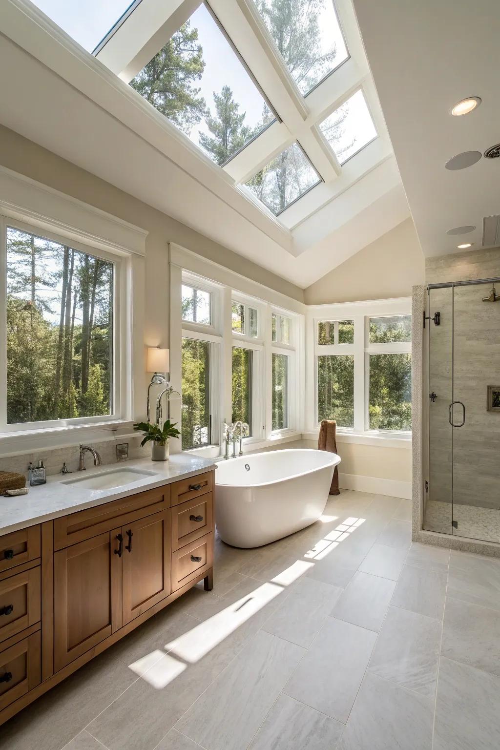 A spacious layout enhances the luxurious feel of your master bathroom.