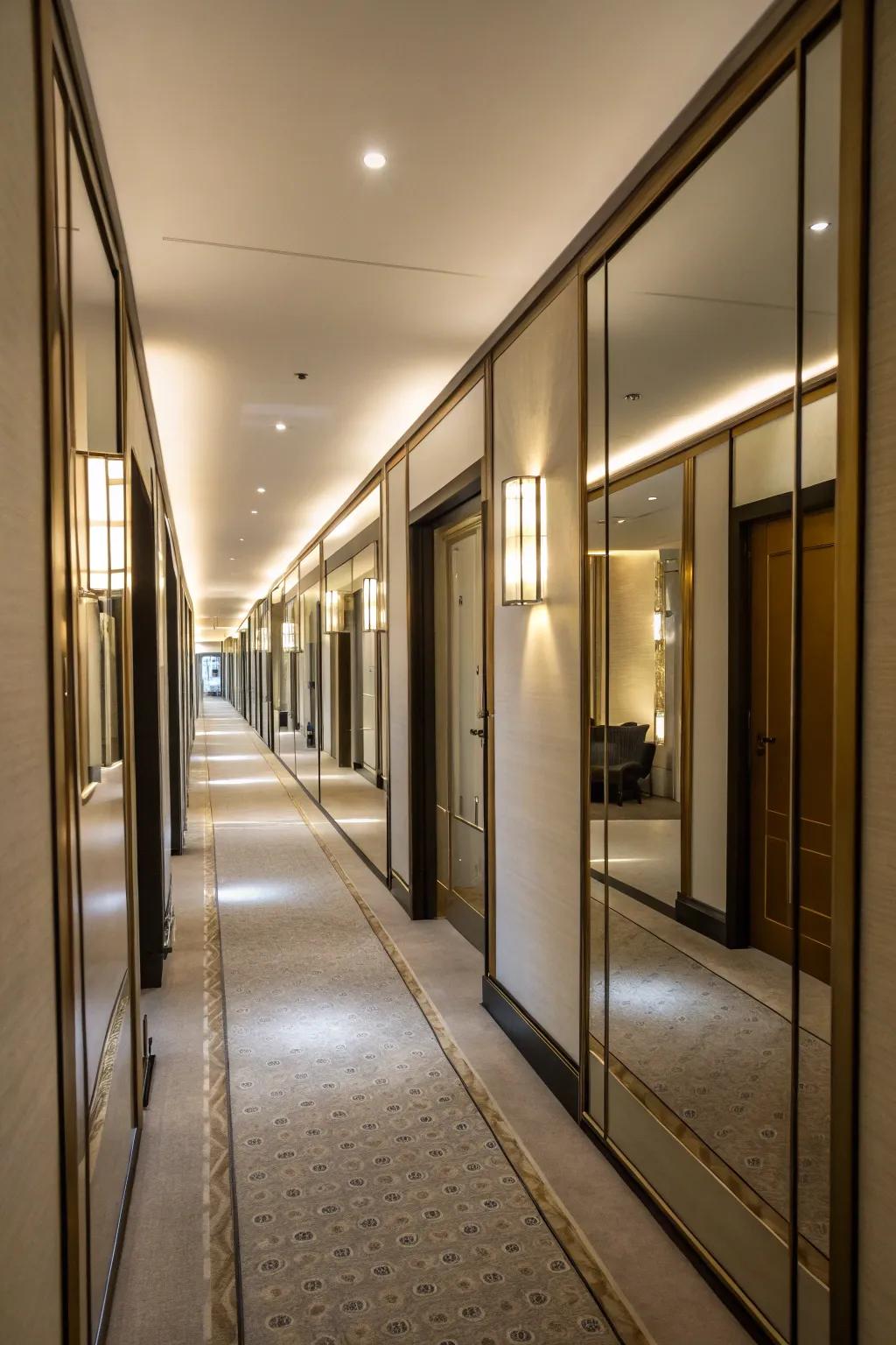 Brighten up dark hallways with mirrored closet doors.