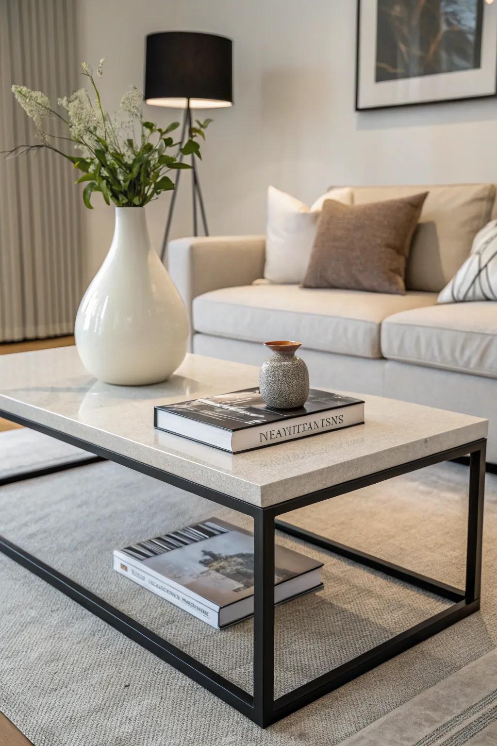 Simplicity at its finest with a minimalist coffee table setup.