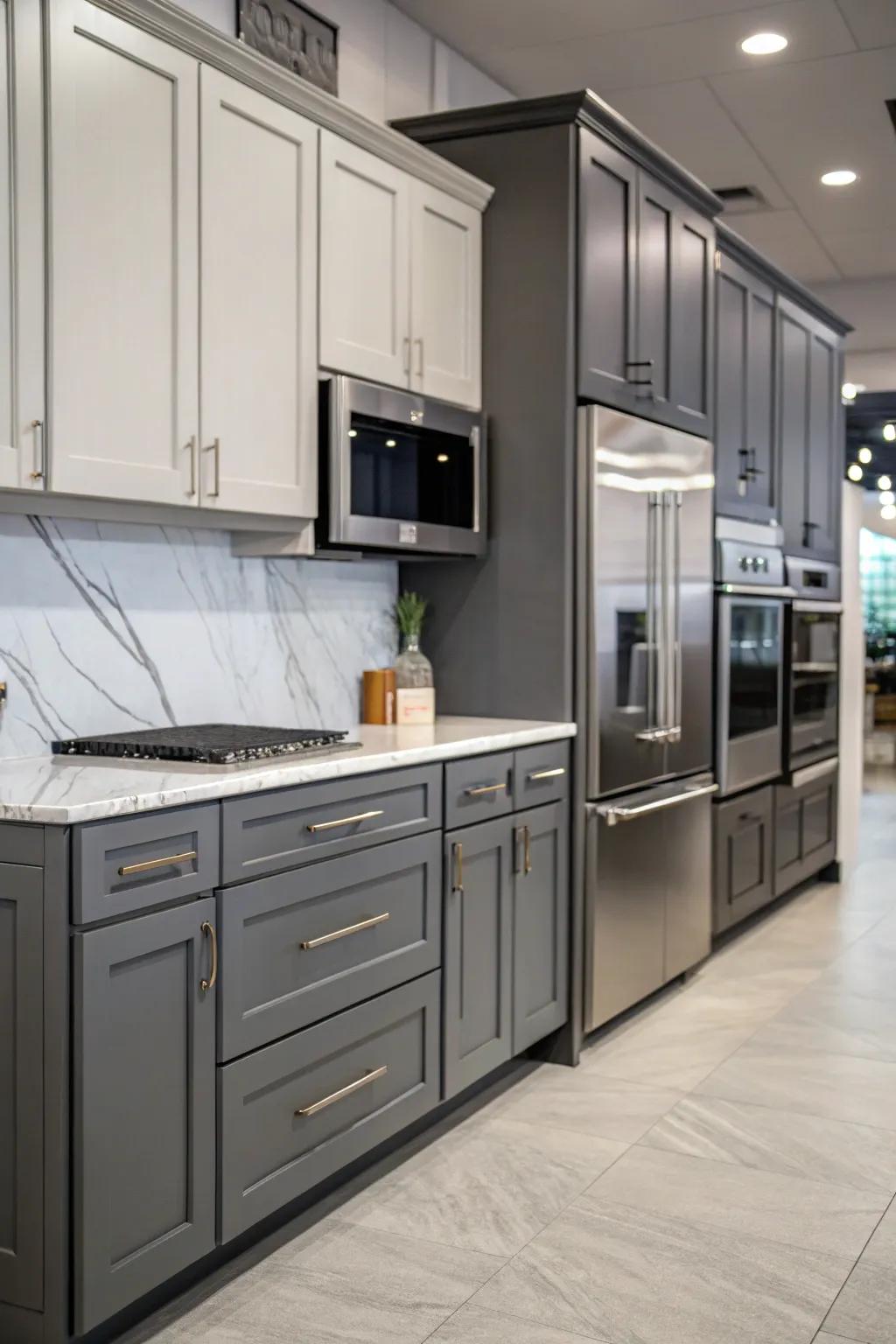 Choose the perfect grey tone for your kitchen cabinets.