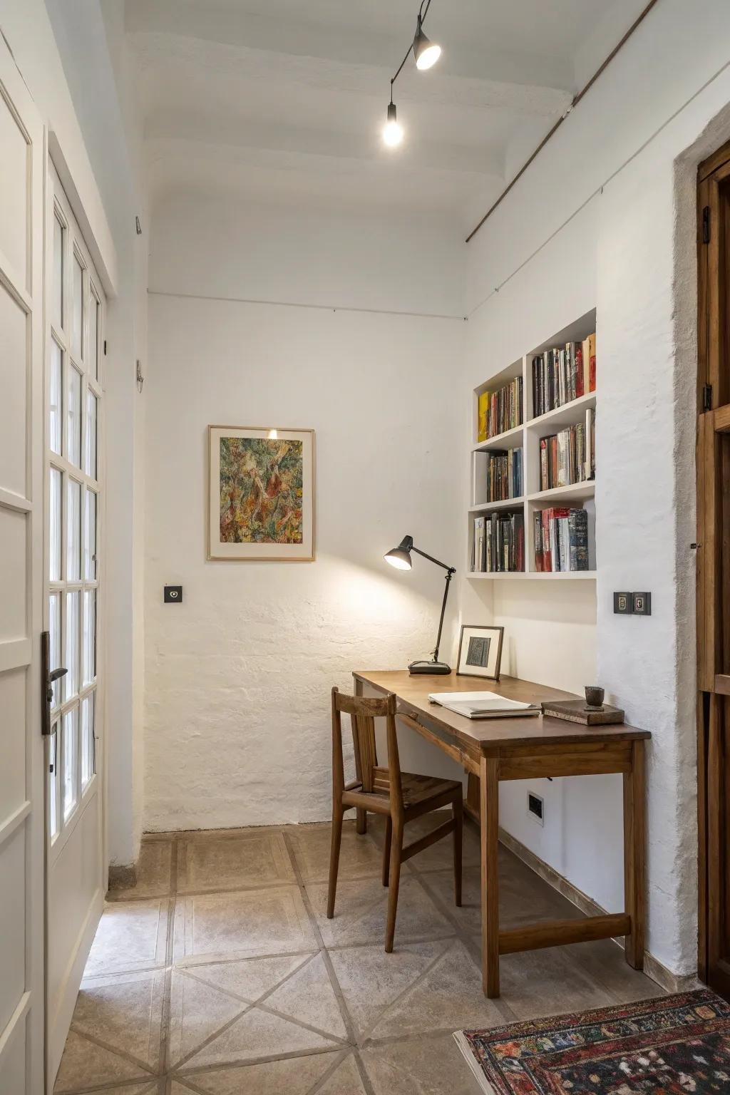 Minimalist study room with a focus on simplicity and elegance.