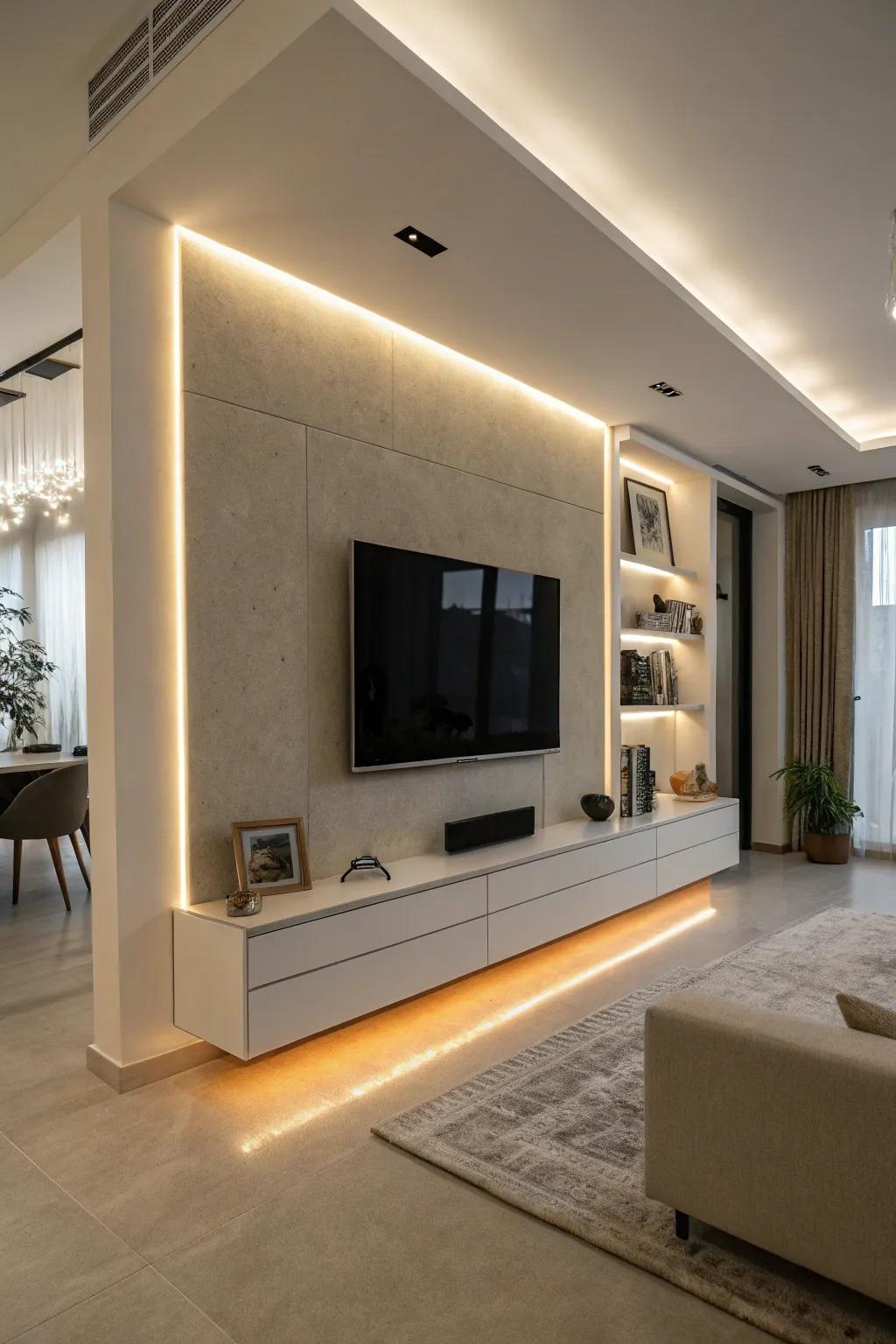 Integrated lighting enhances the mood of your living space.