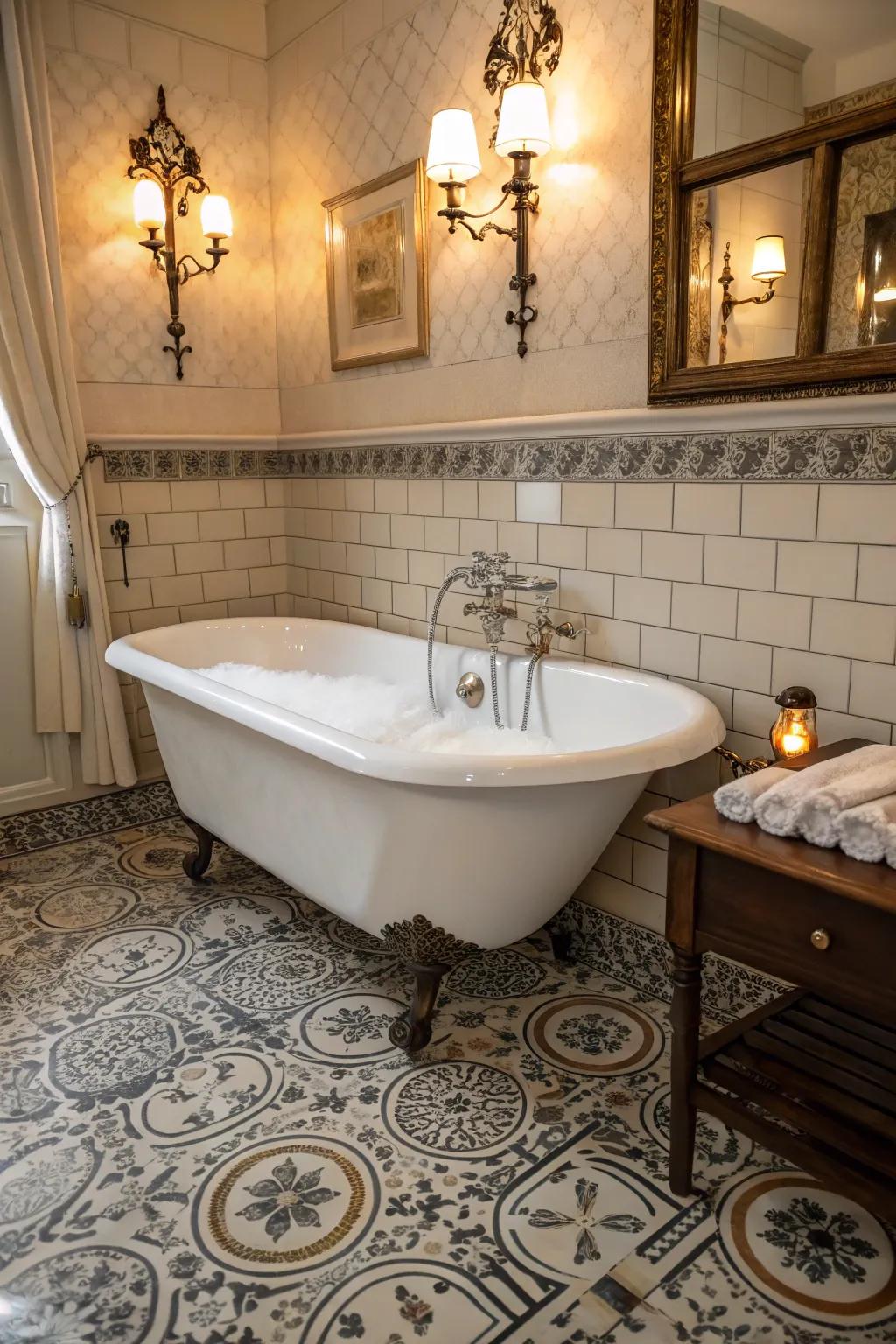 A timeless clawfoot tub that elevates the vintage charm.