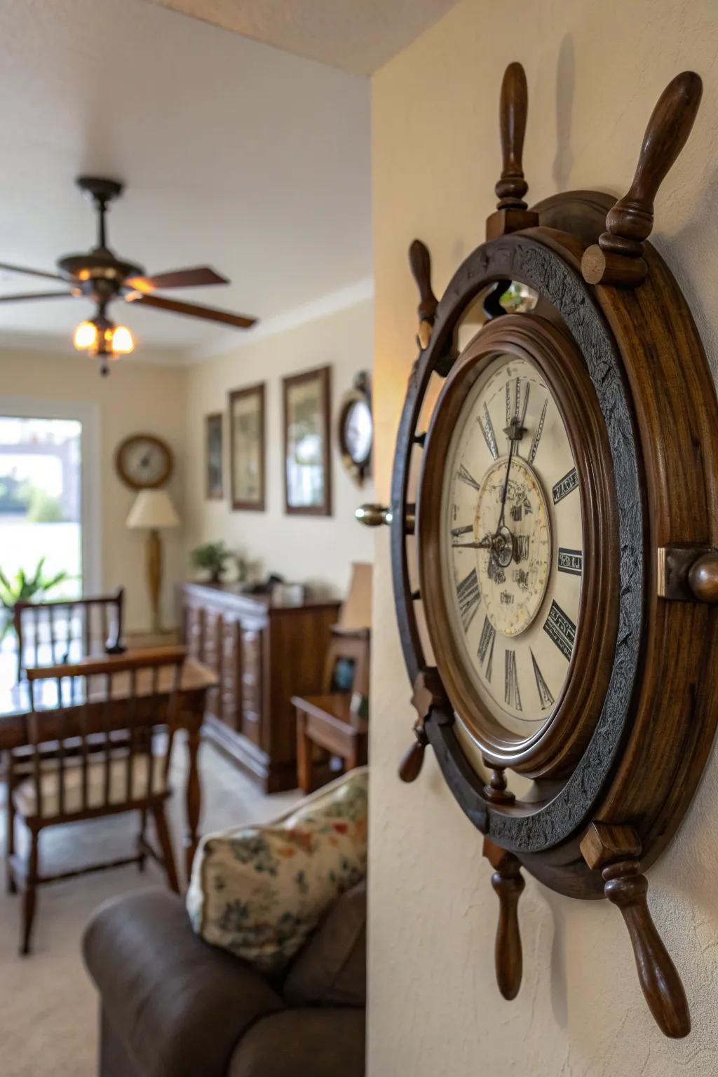 This nautical clock brings a touch of the sea to any room.