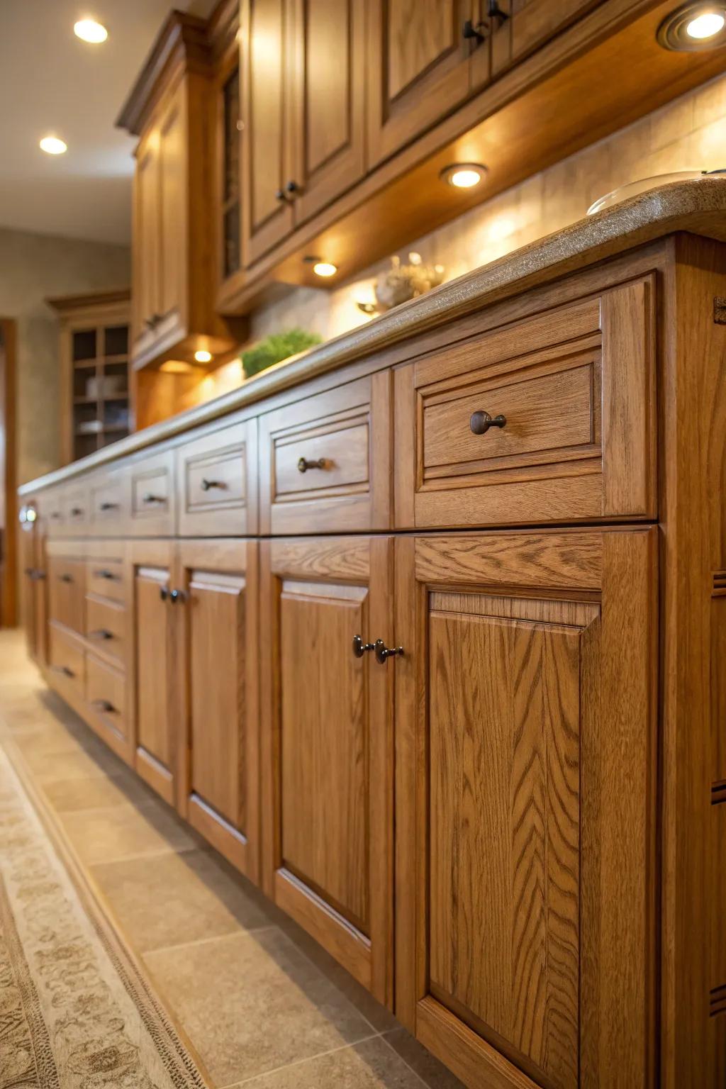 Showcase the natural beauty of oak with light finishes that highlight its grains.