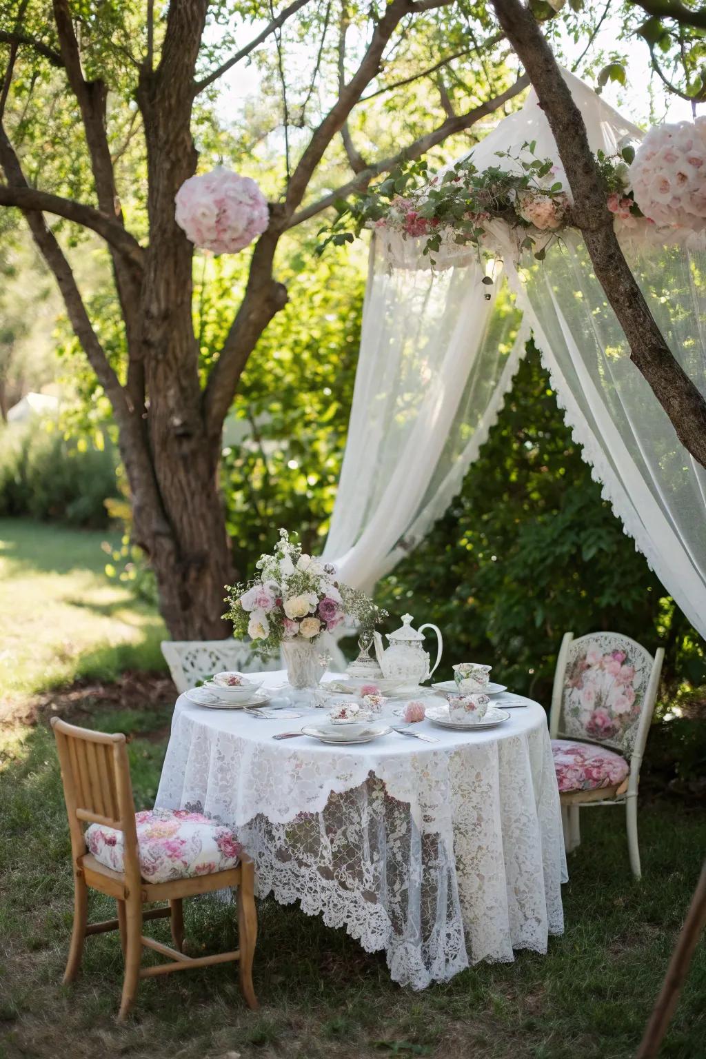 A vintage tea party in the garden, offering elegance and charm.