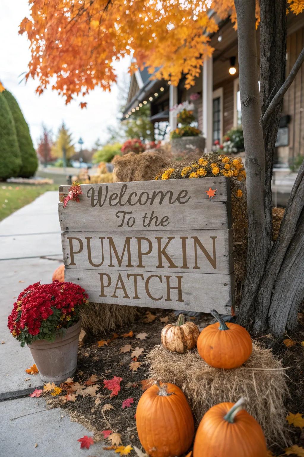 A warm welcome sets the tone for your pumpkin patch party.