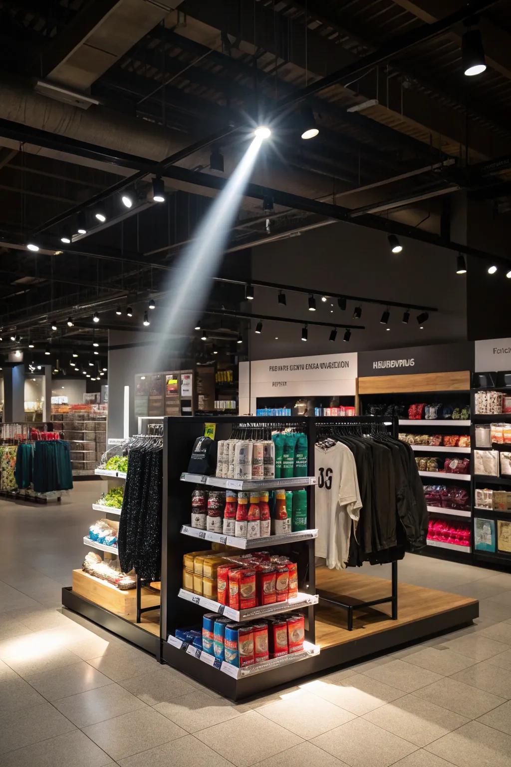 Spotlighting in action, drawing attention to new arrivals in a store.