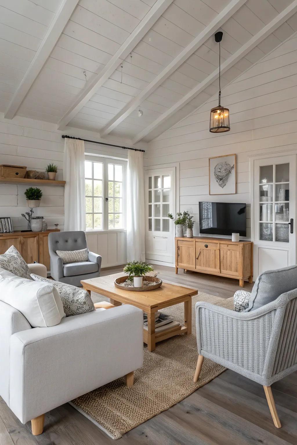 Neutral tones create a peaceful ambiance in this Scandinavian space.