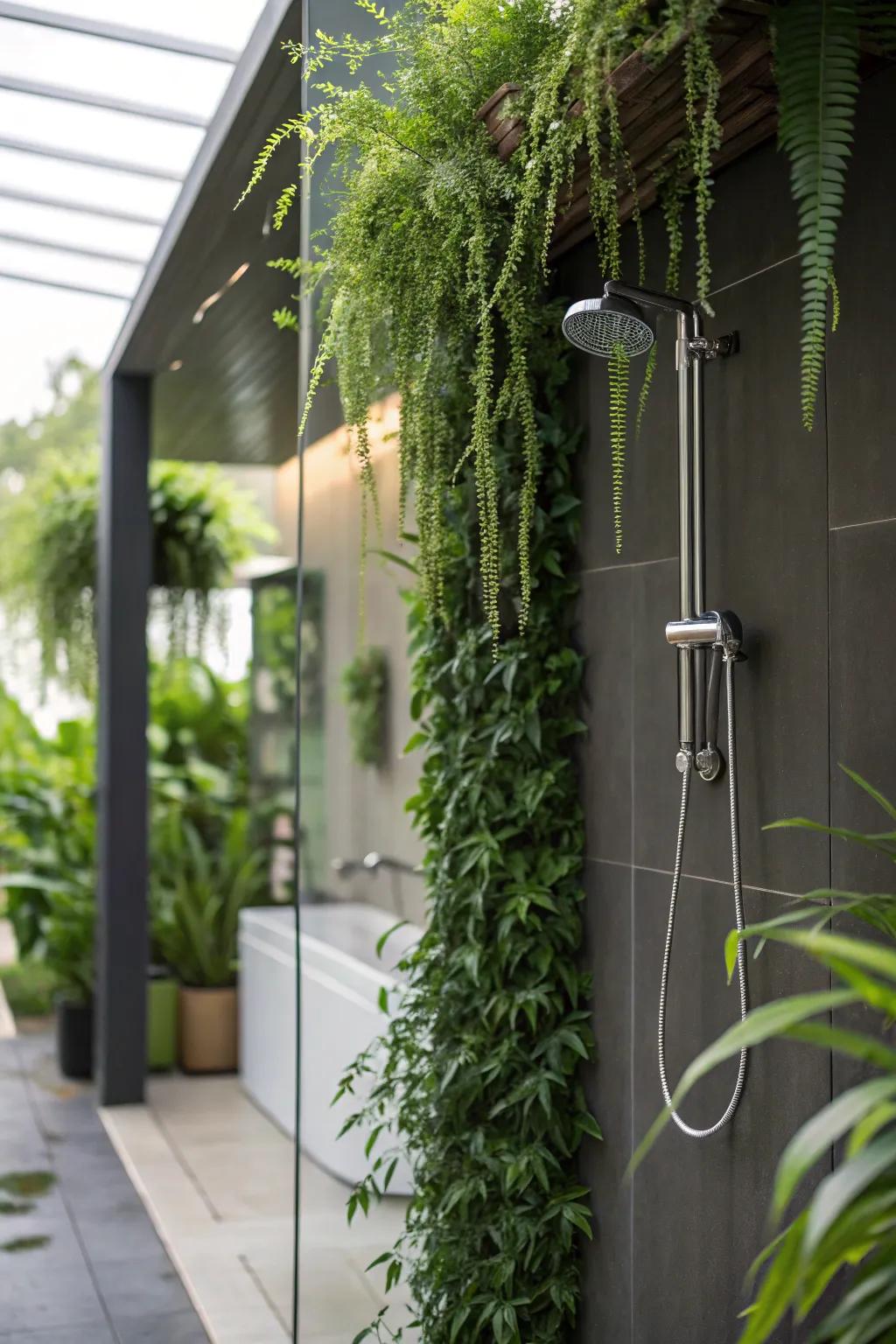 Bringing nature into your shower with green accents.