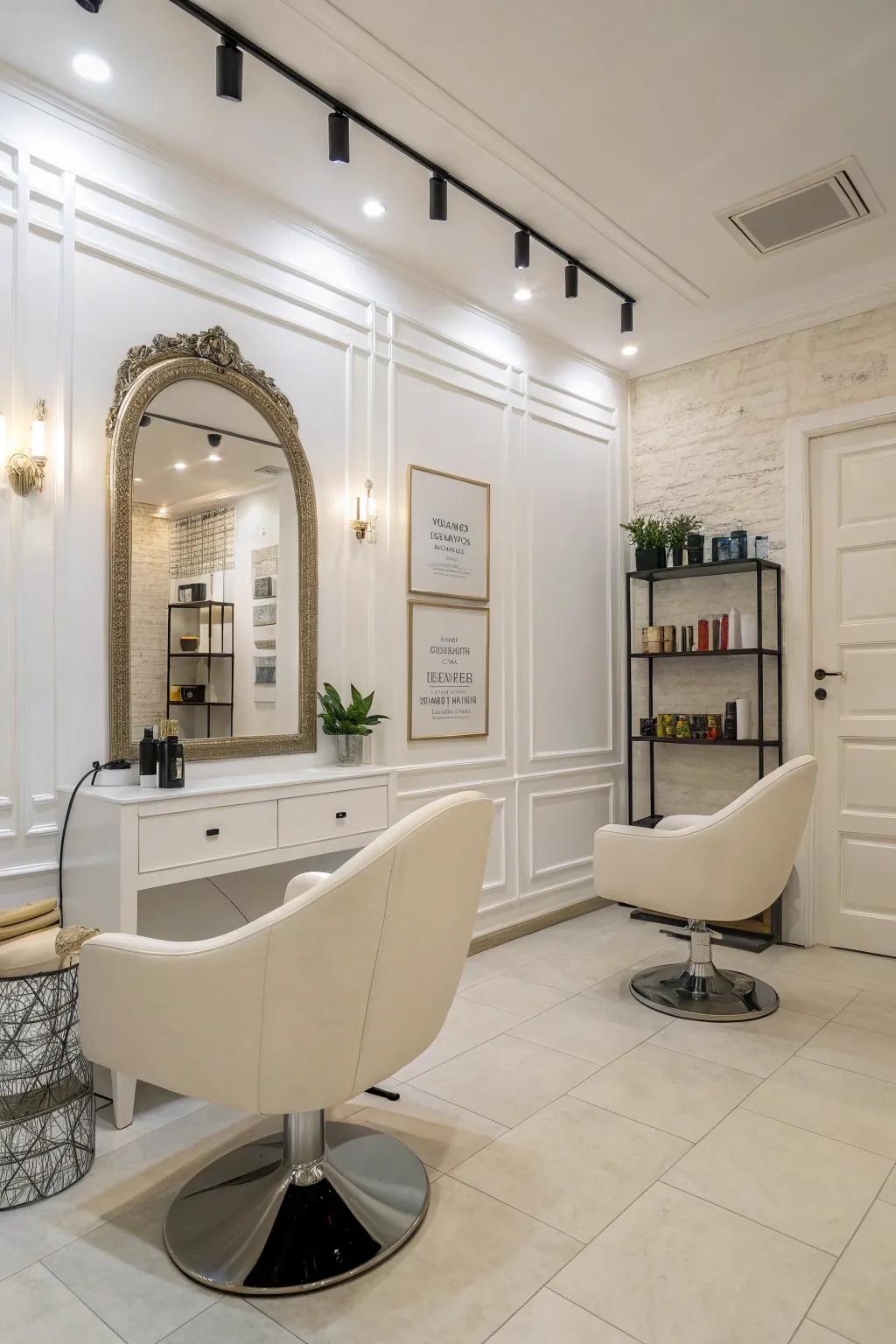 A minimalistic salon interior that maximizes space and tranquility.