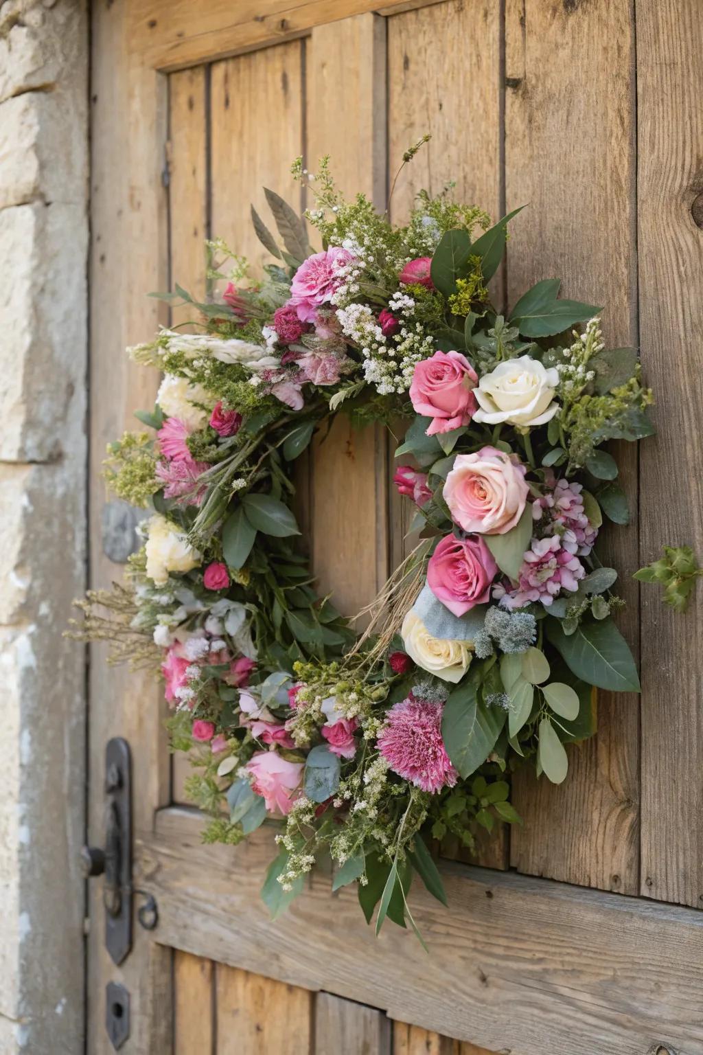 A floral wreath that captures the essence of springtime.